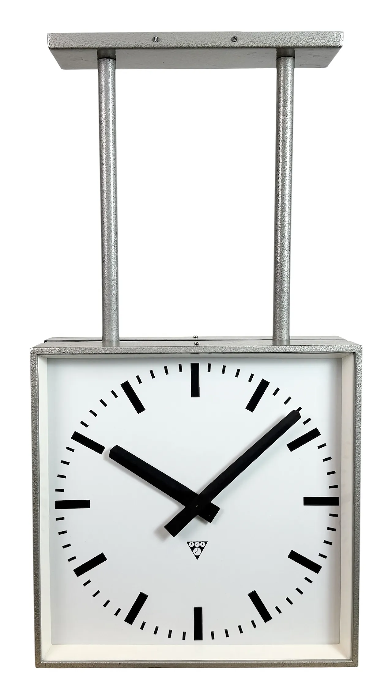 Large Square Industrial Double-Sided Clock from Pragotron, 1960s 1