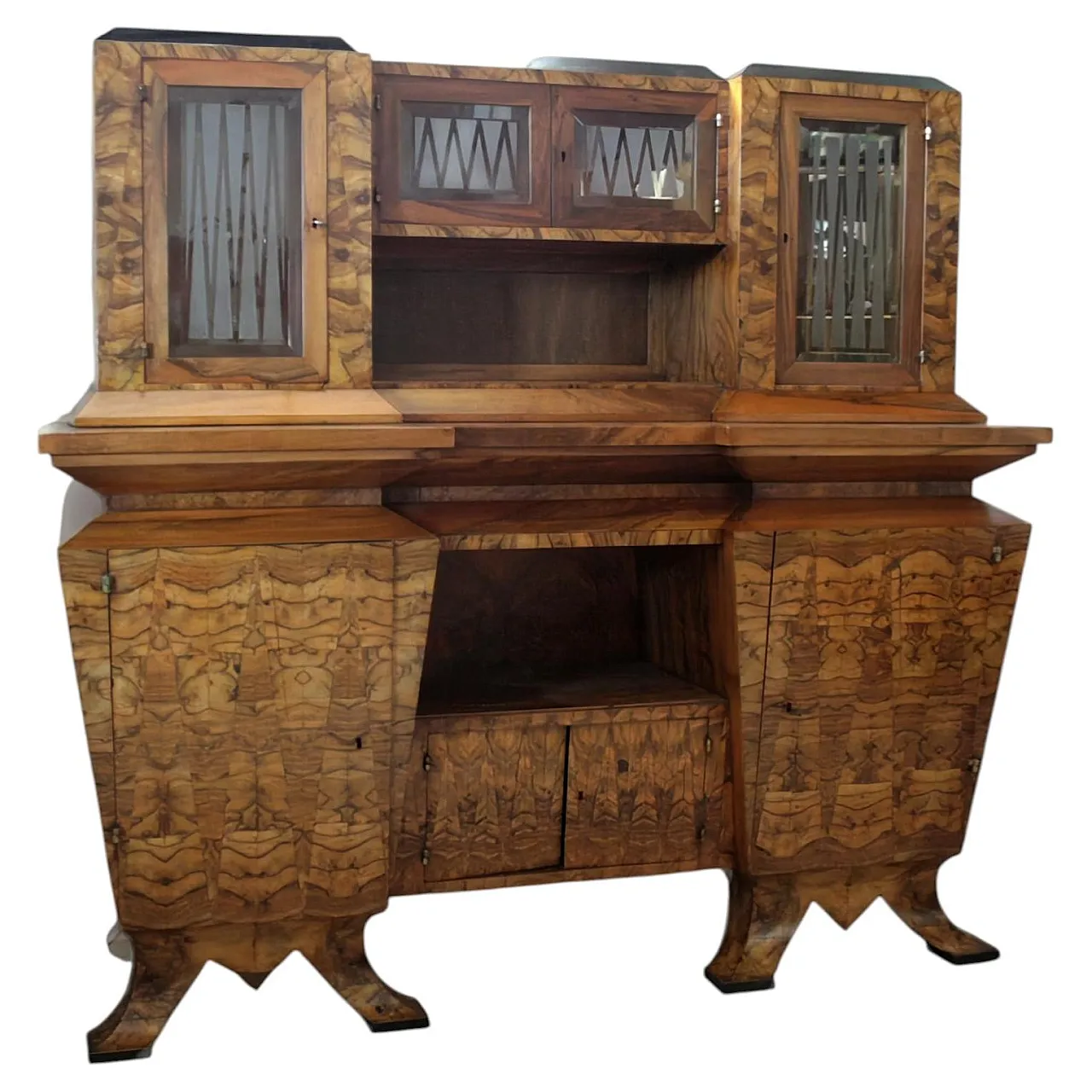 Art Deco sideboard in olive wood, Minister Bottai, 1930s 1