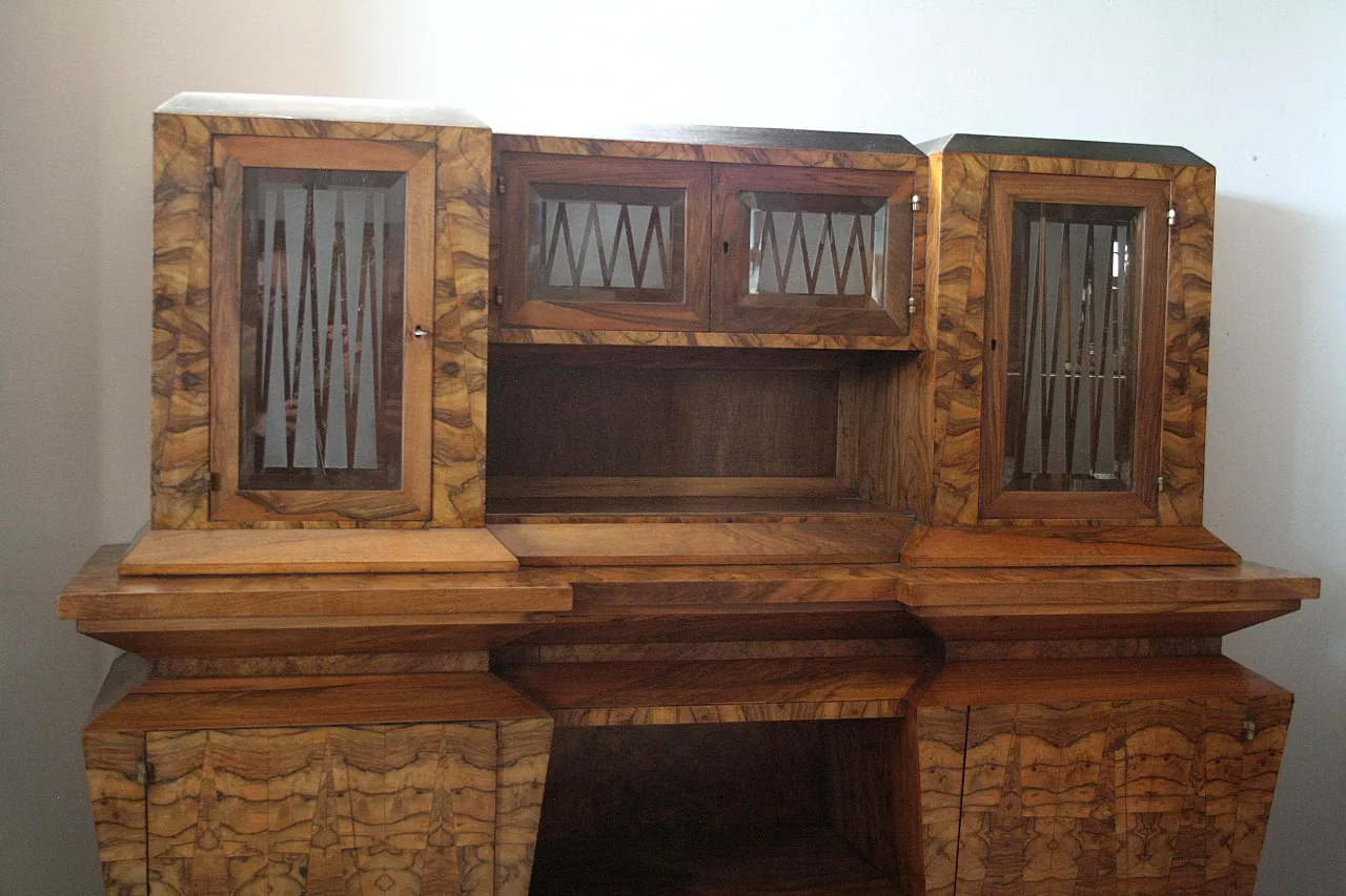 Art Deco sideboard in olive wood, Minister Bottai, 1930s 4