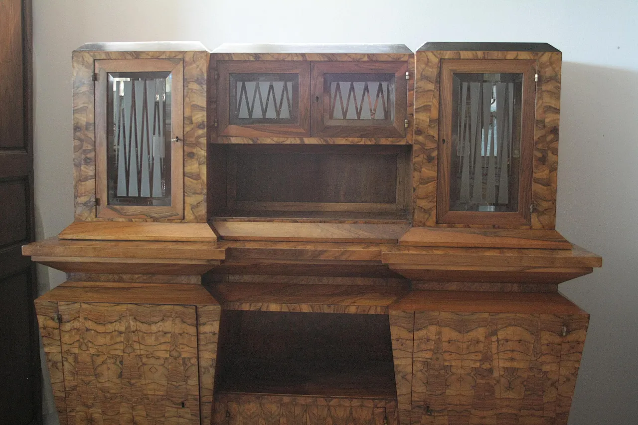 Art Deco sideboard in olive wood, Minister Bottai, 1930s 5
