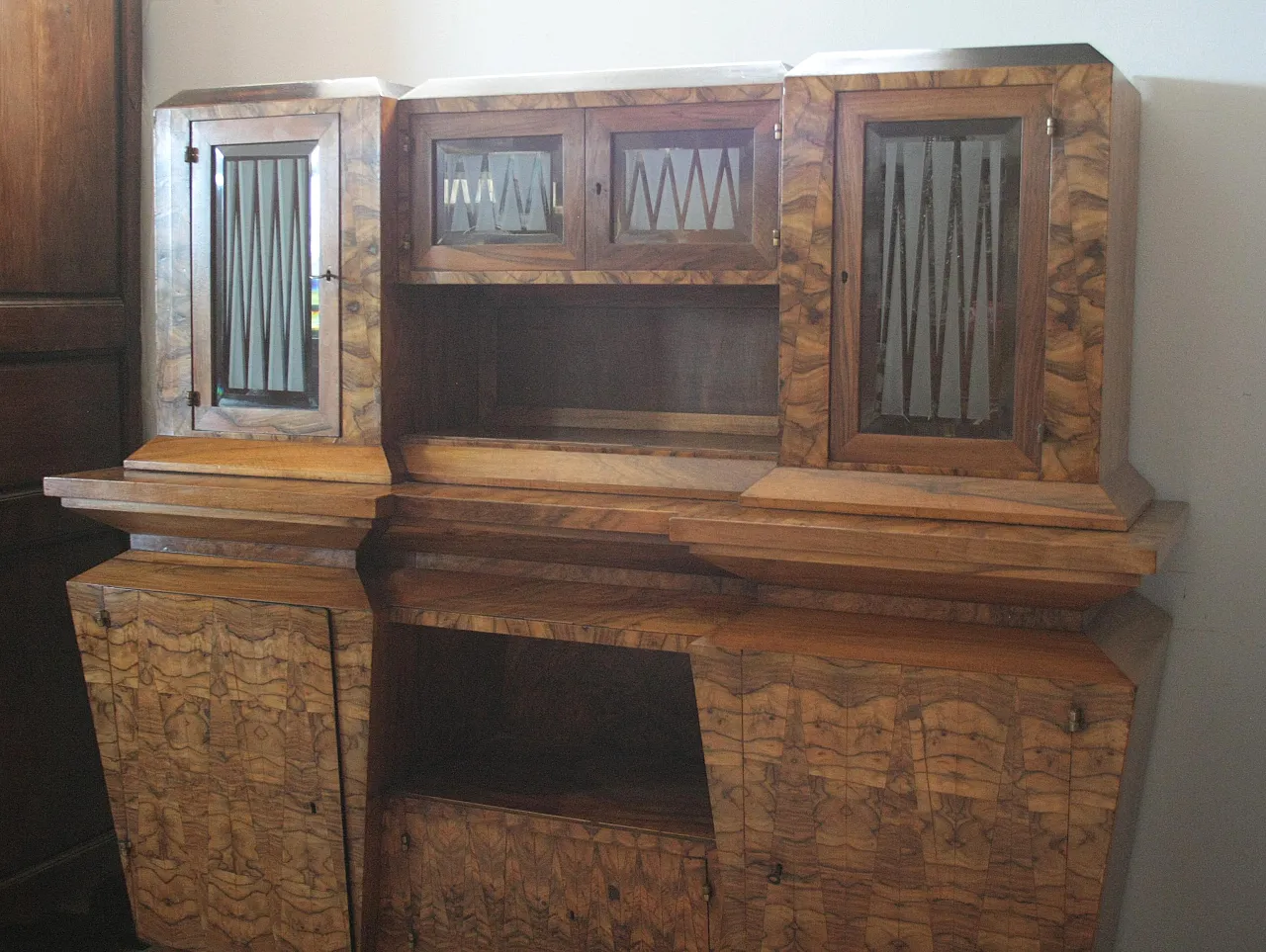 Art Deco sideboard in olive wood, Minister Bottai, 1930s 6