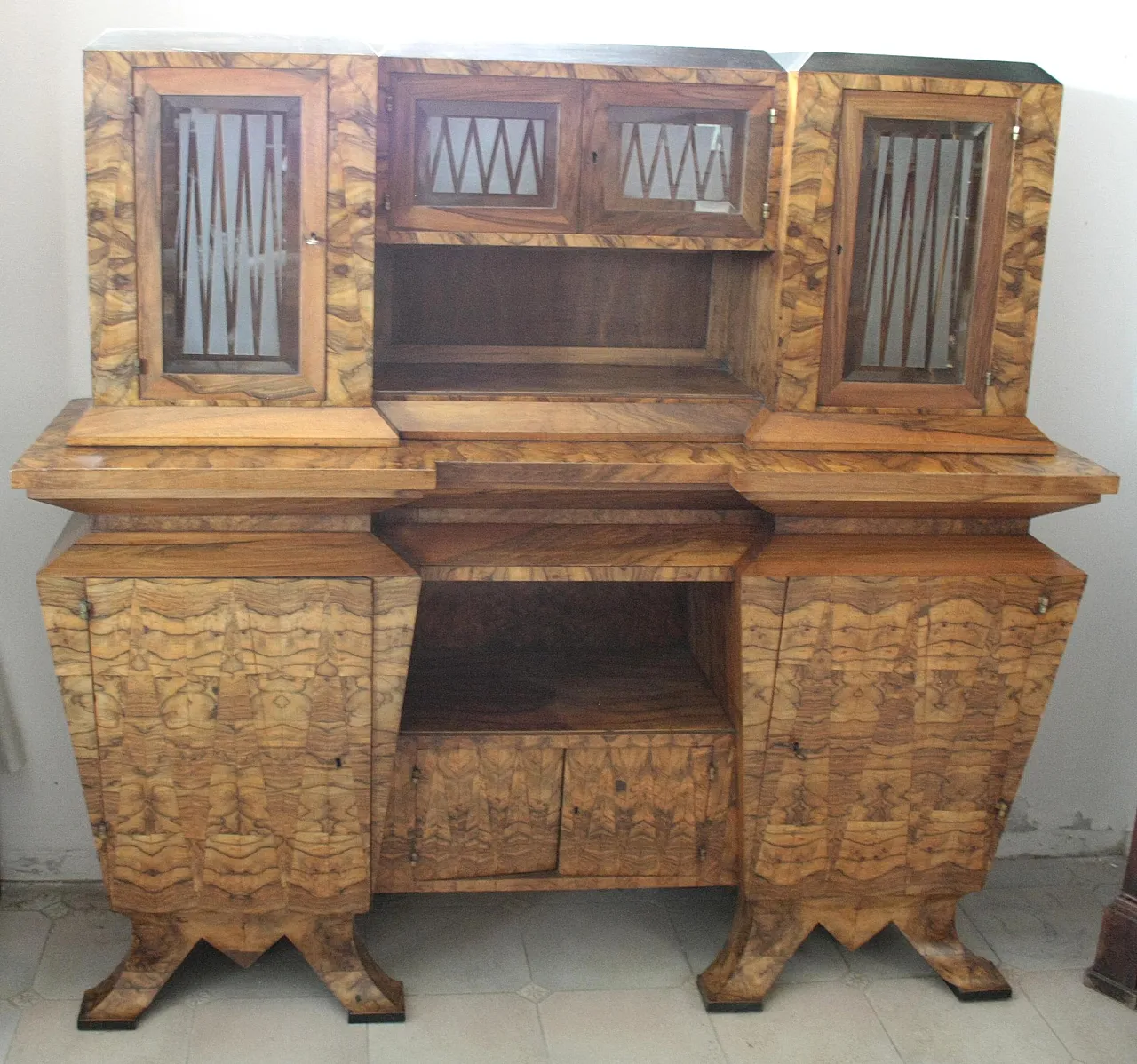 Art Deco sideboard in olive wood, Minister Bottai, 1930s 7