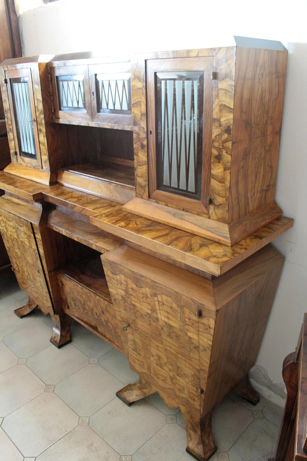 Art Deco sideboard in olive wood, Minister Bottai, 1930s 8
