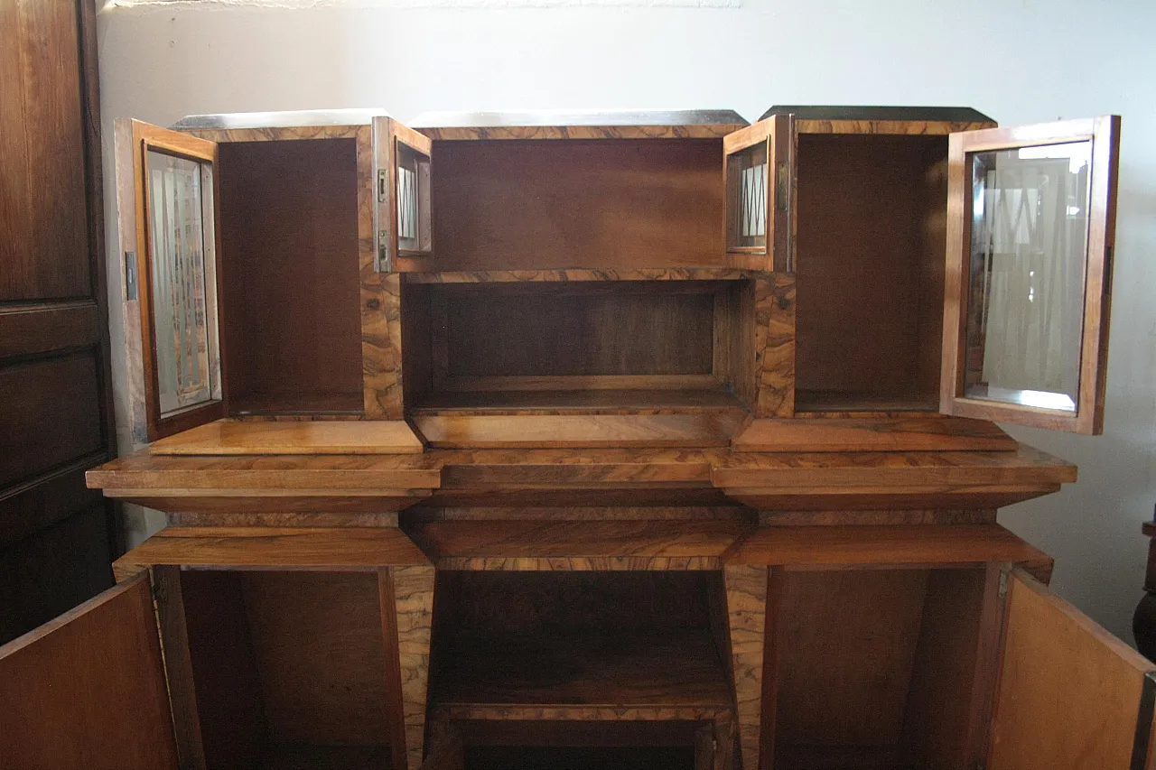 Art Deco sideboard in olive wood, Minister Bottai, 1930s 15