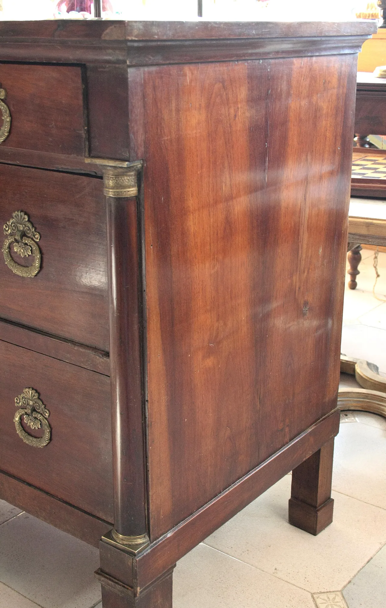 Empire walnut chest of drawers with bronze details, 19th century 7