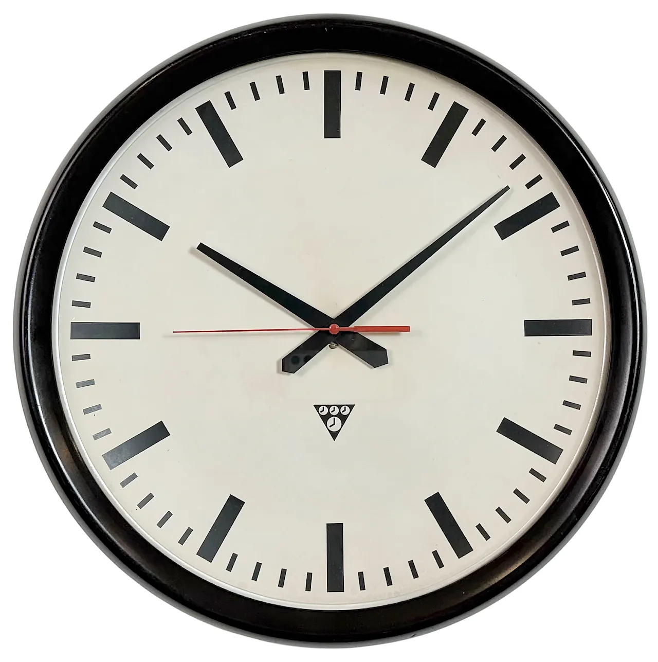 Large Industrial Bakelite Factory Wall Clock from Pragotron, 1950s 1