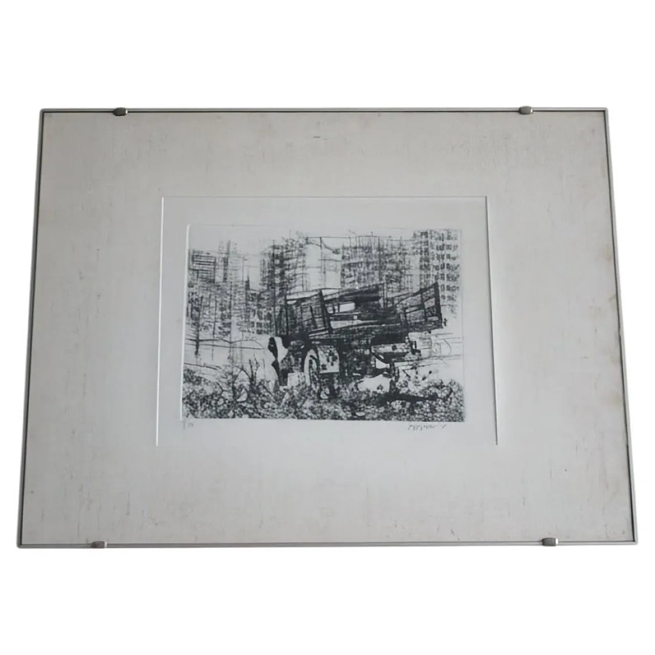 Camion in periferia acquaforte di Renzo Vespignani, metà '900 1