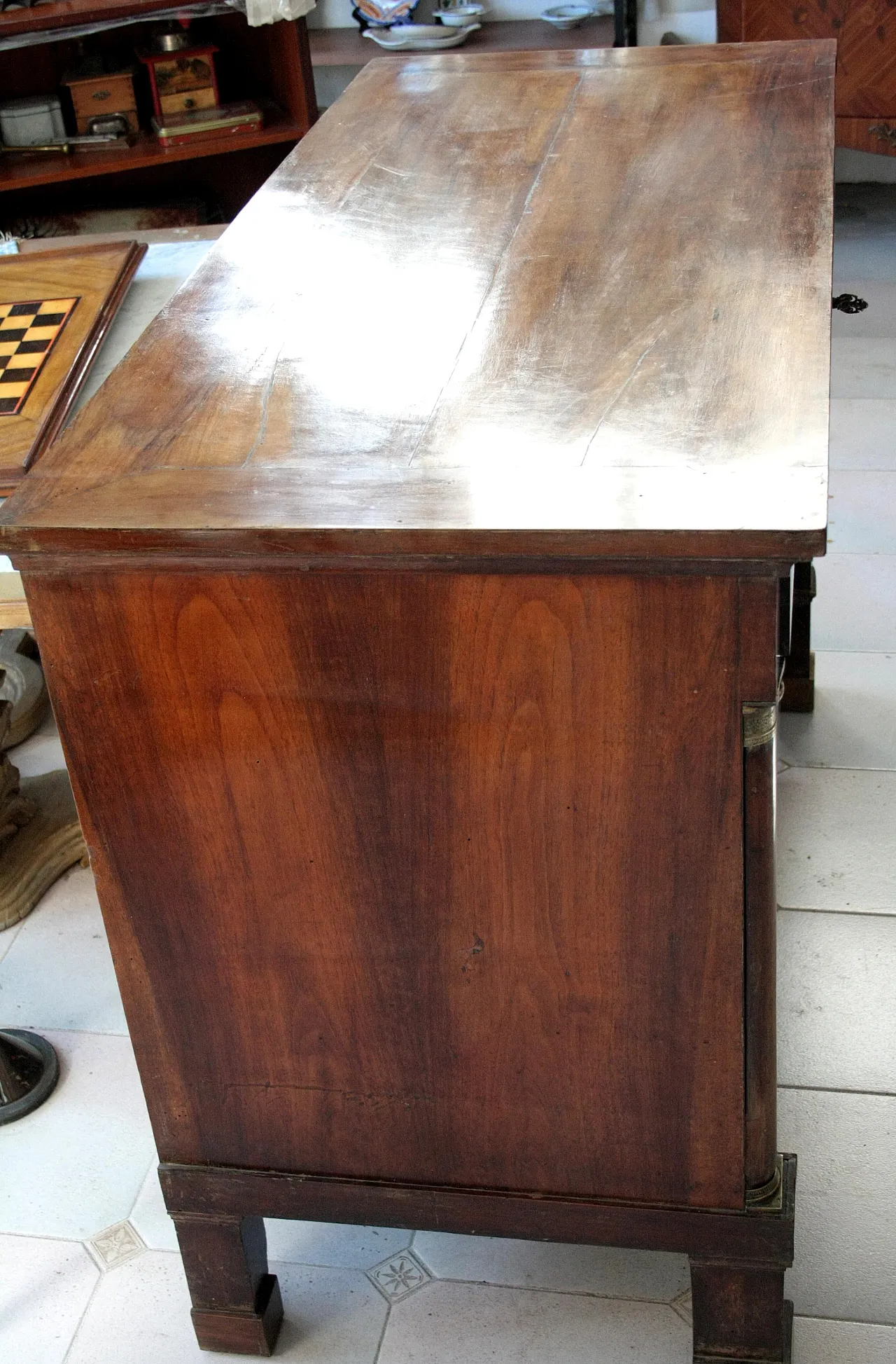 Empire walnut chest of drawers with bronze details, 19th century 8