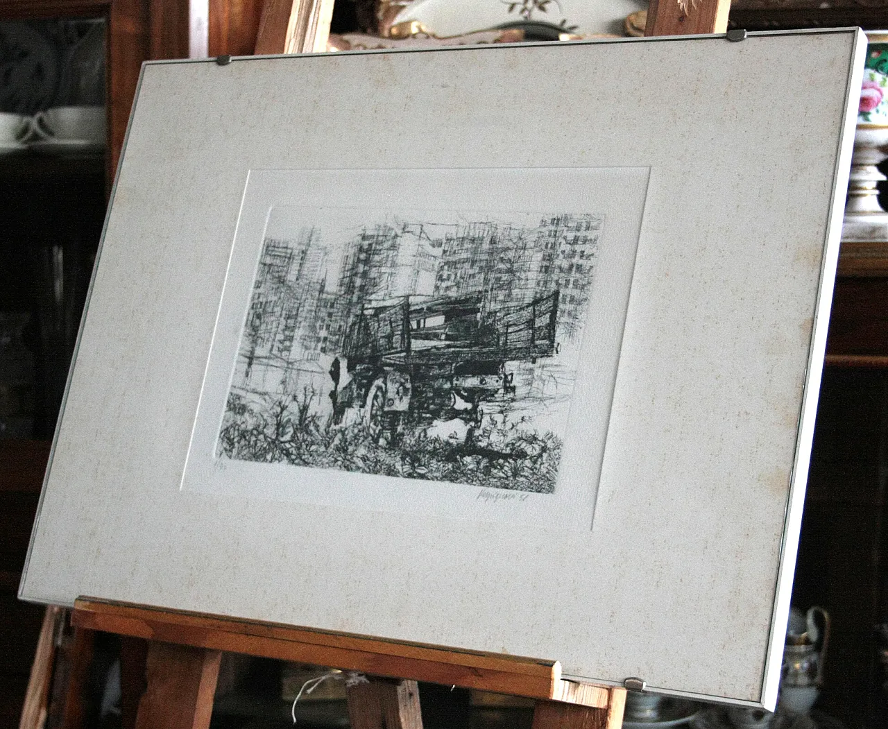 Camion in periferia acquaforte di Renzo Vespignani, metà '900 7