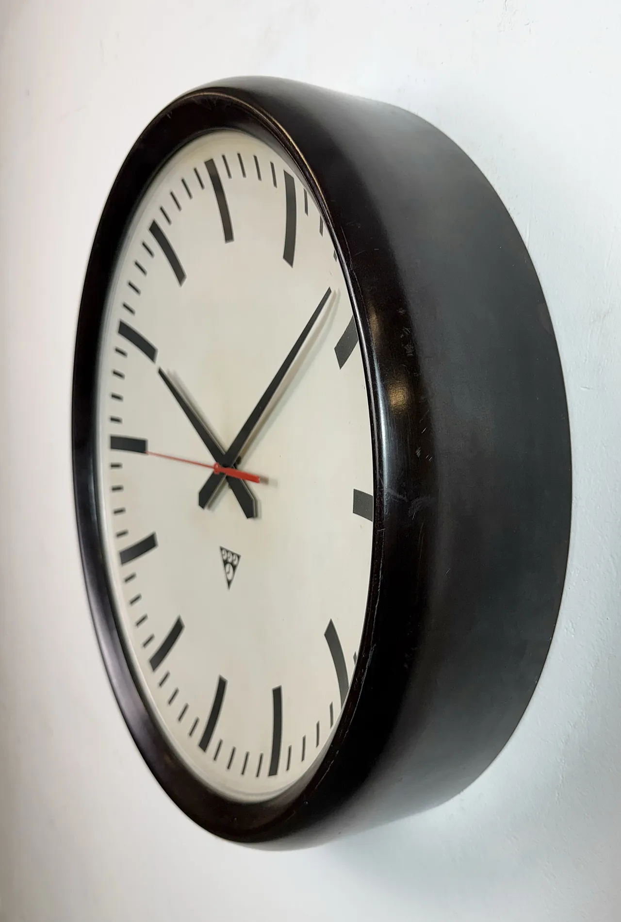 Large Industrial Bakelite Factory Wall Clock from Pragotron, 1950s 3