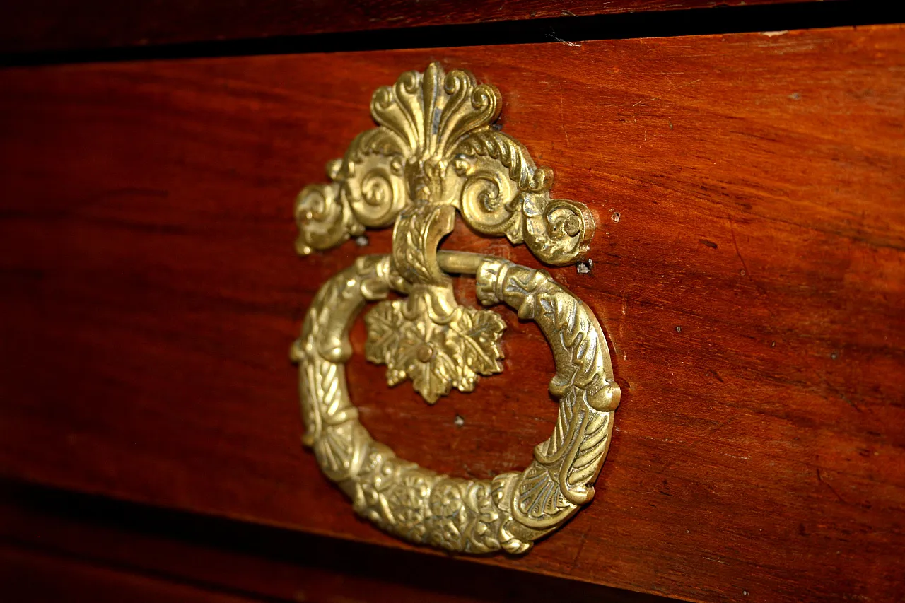 Empire walnut chest of drawers with bronze details, 19th century 14