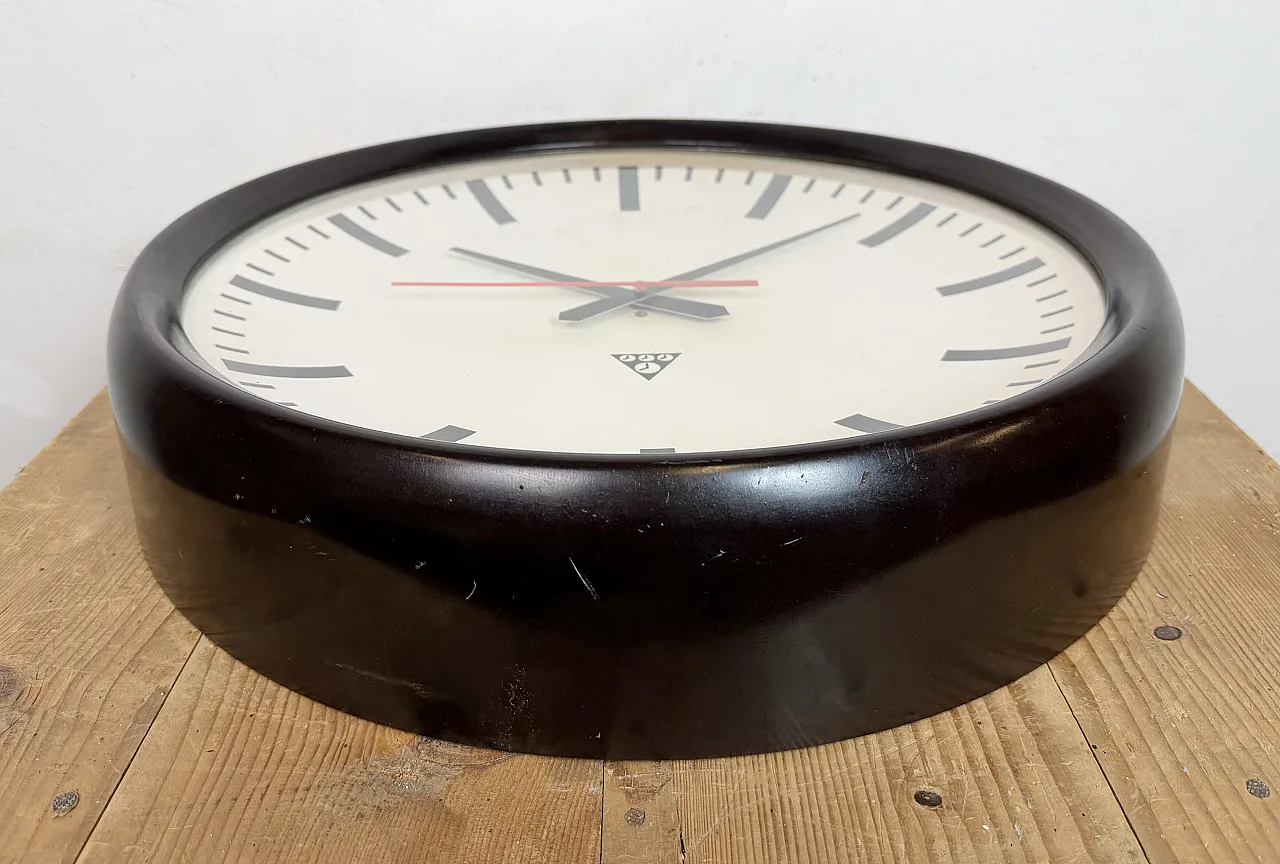 Large Industrial Bakelite Factory Wall Clock from Pragotron, 1950s 8