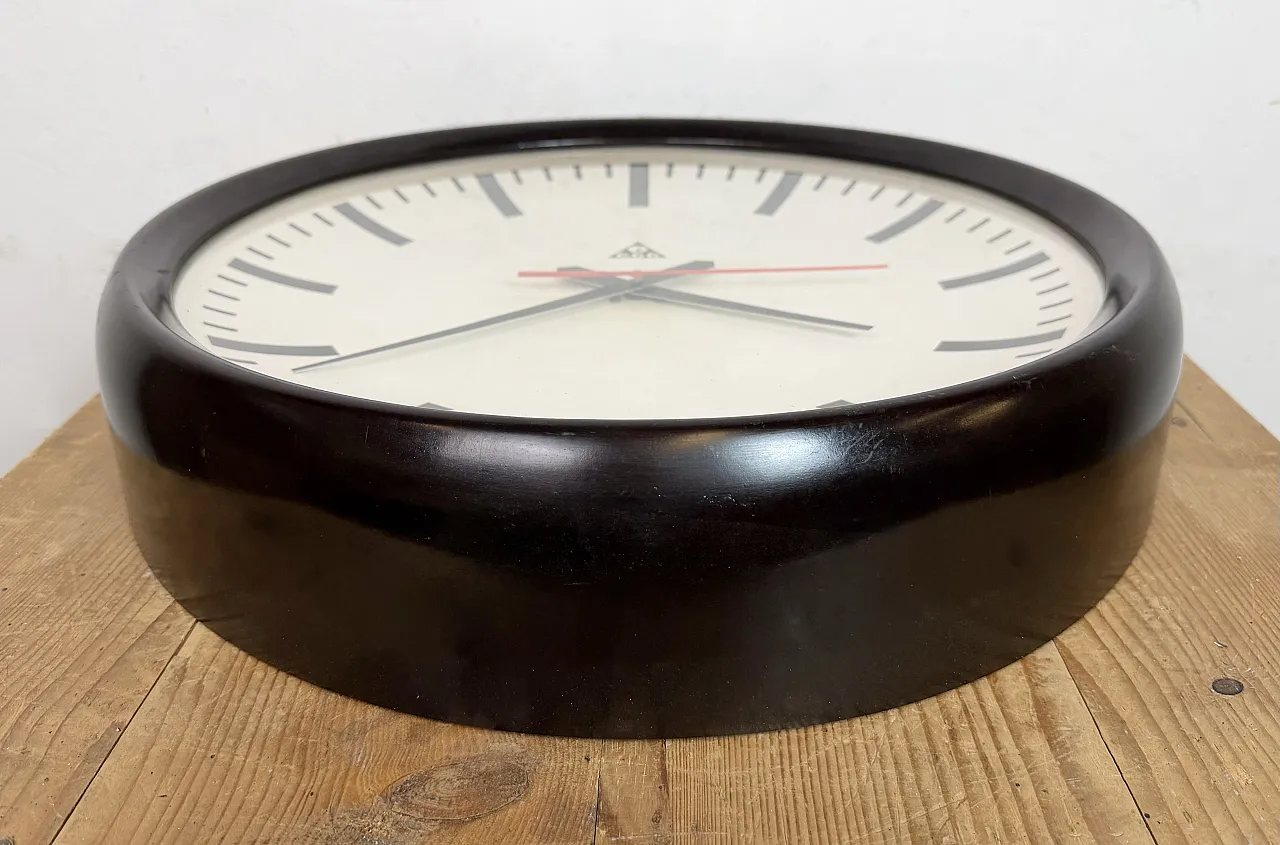 Large Industrial Bakelite Factory Wall Clock from Pragotron, 1950s 13