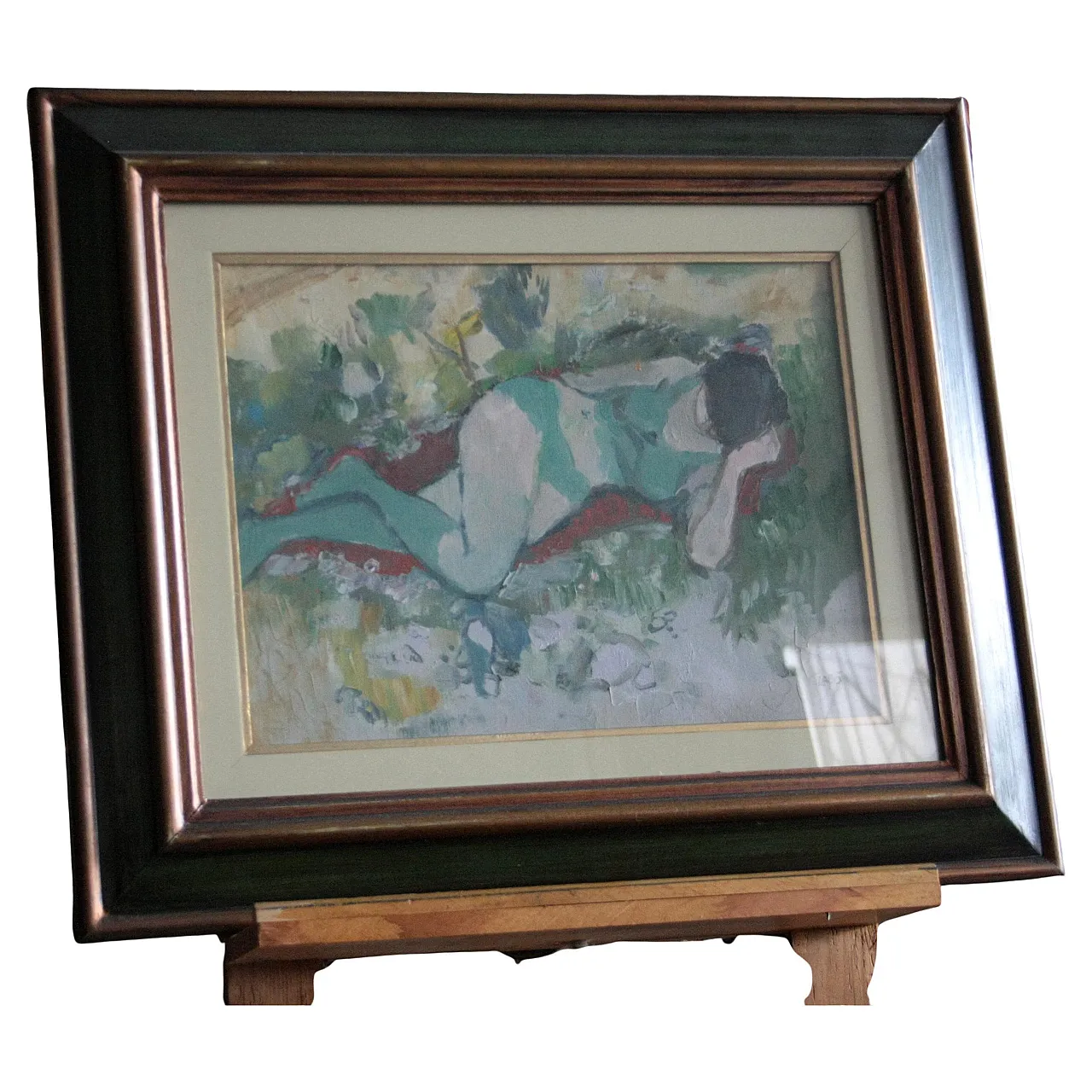 Lying Woman by Savino Labo, oil on canvas, late 20th century 1