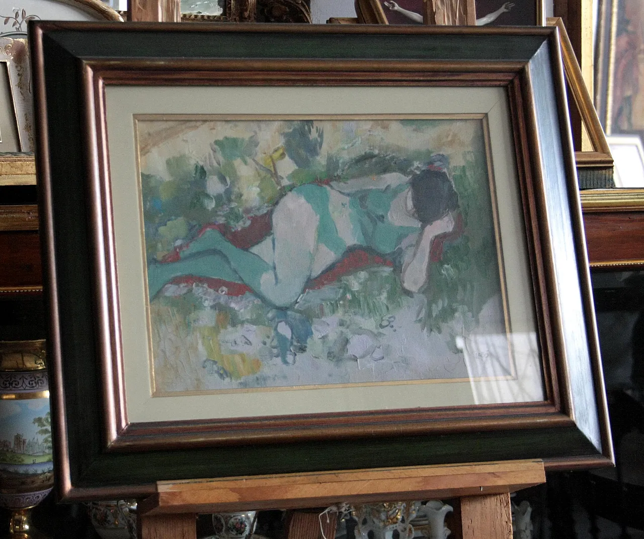 Lying Woman by Savino Labo, oil on canvas, late 20th century 4