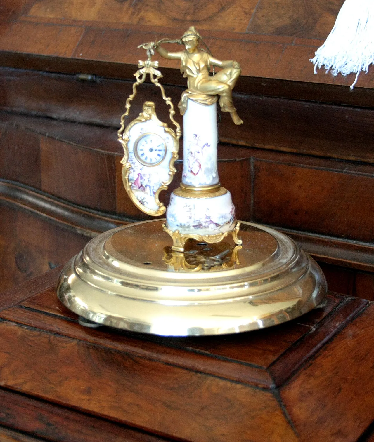 Art Deco bronze and enamel table clock, 19th century 12