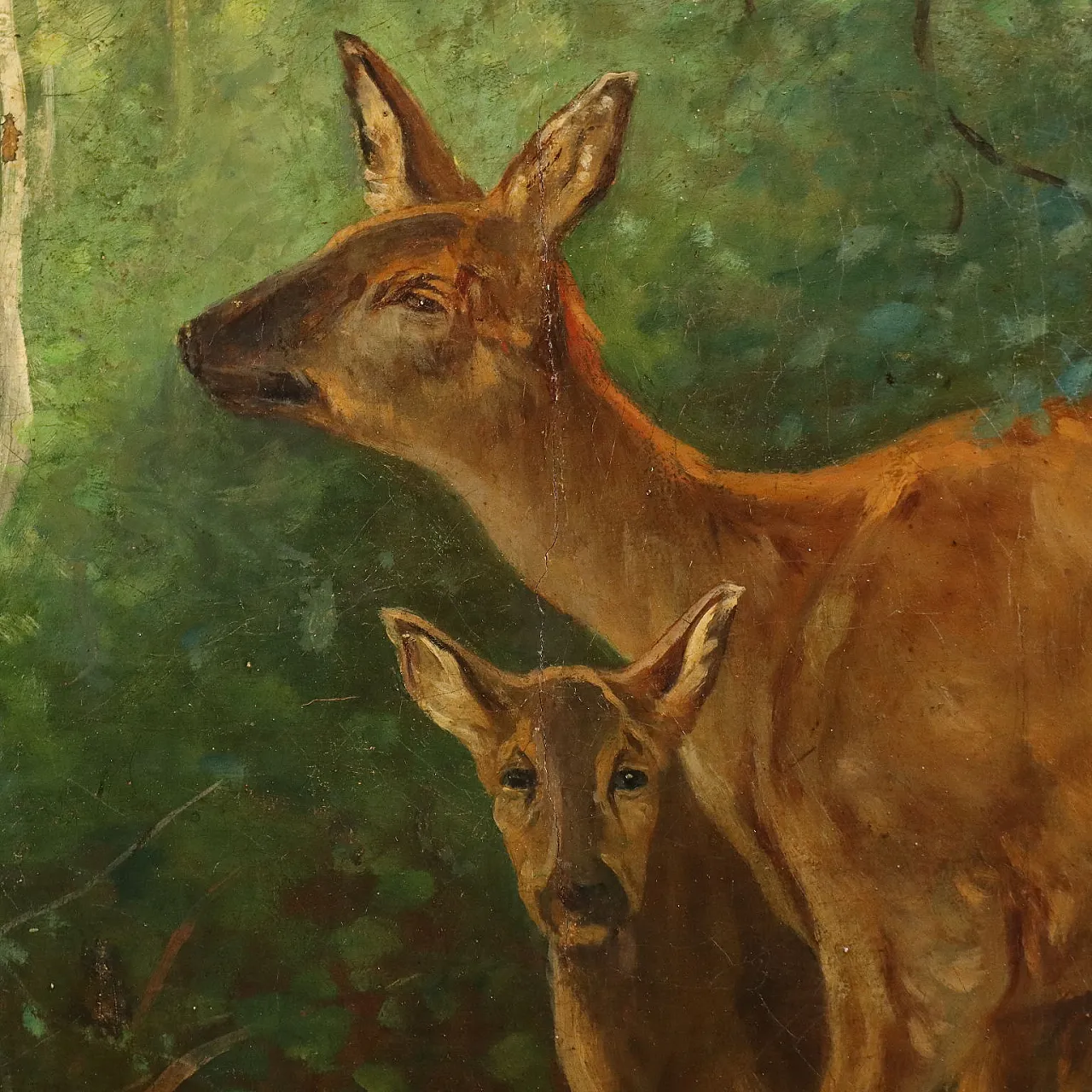 Fawns in the Woods, oil on canvas, 19th century 4