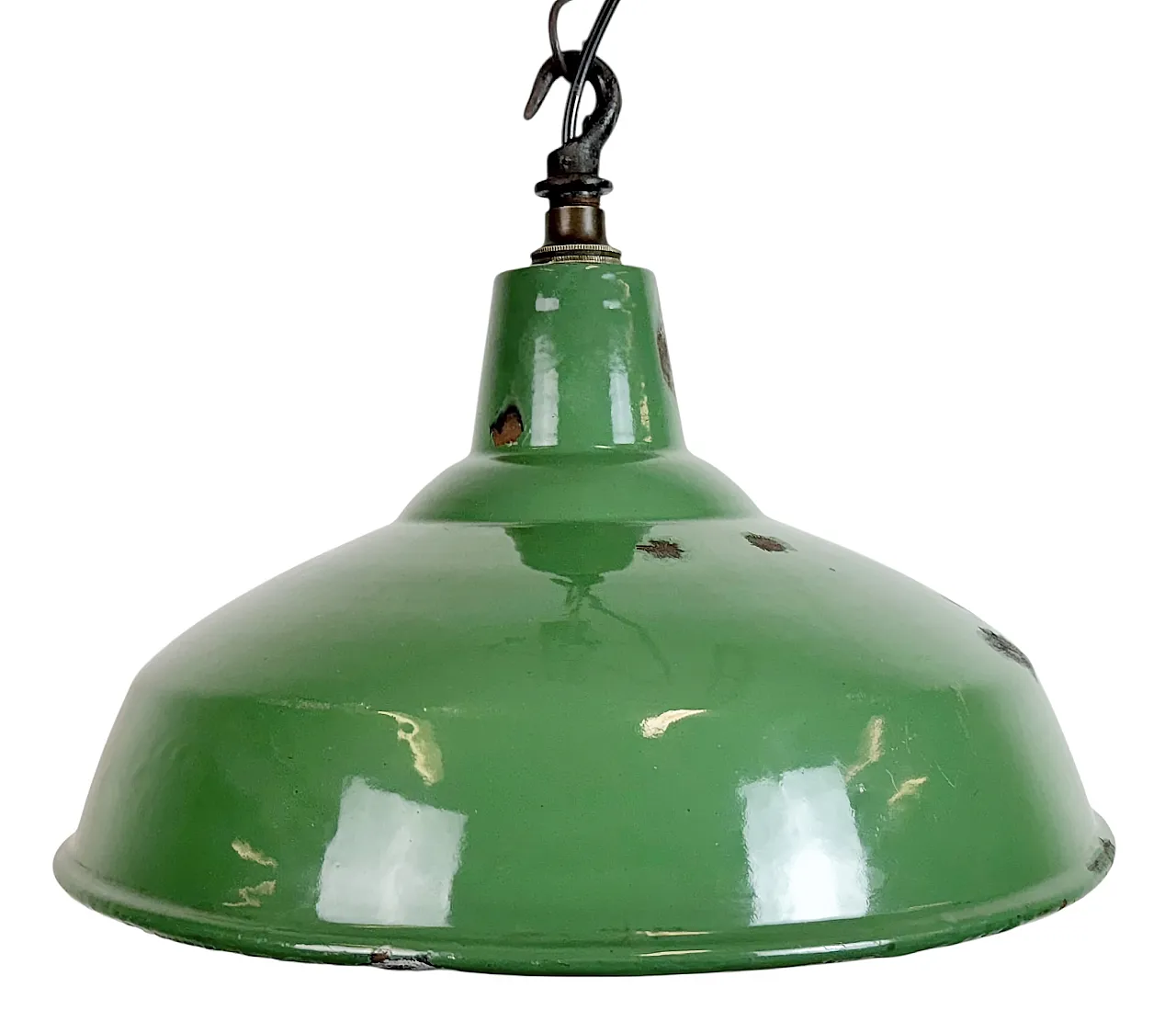 Industrial British Green Enamel Factory Pendant Lamp, 1960s 1