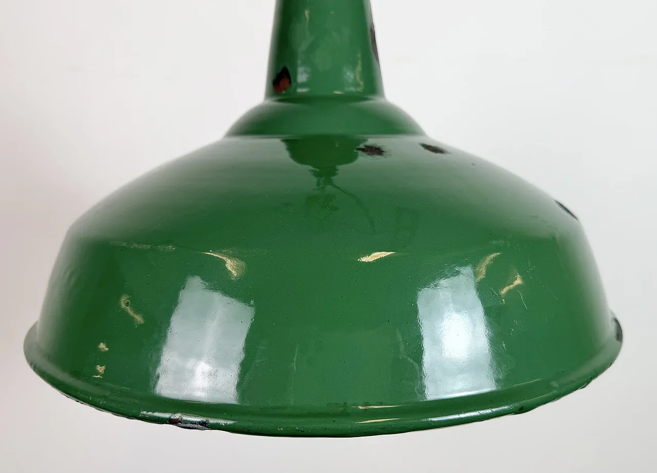 Industrial British Green Enamel Factory Pendant Lamp, 1960s 5