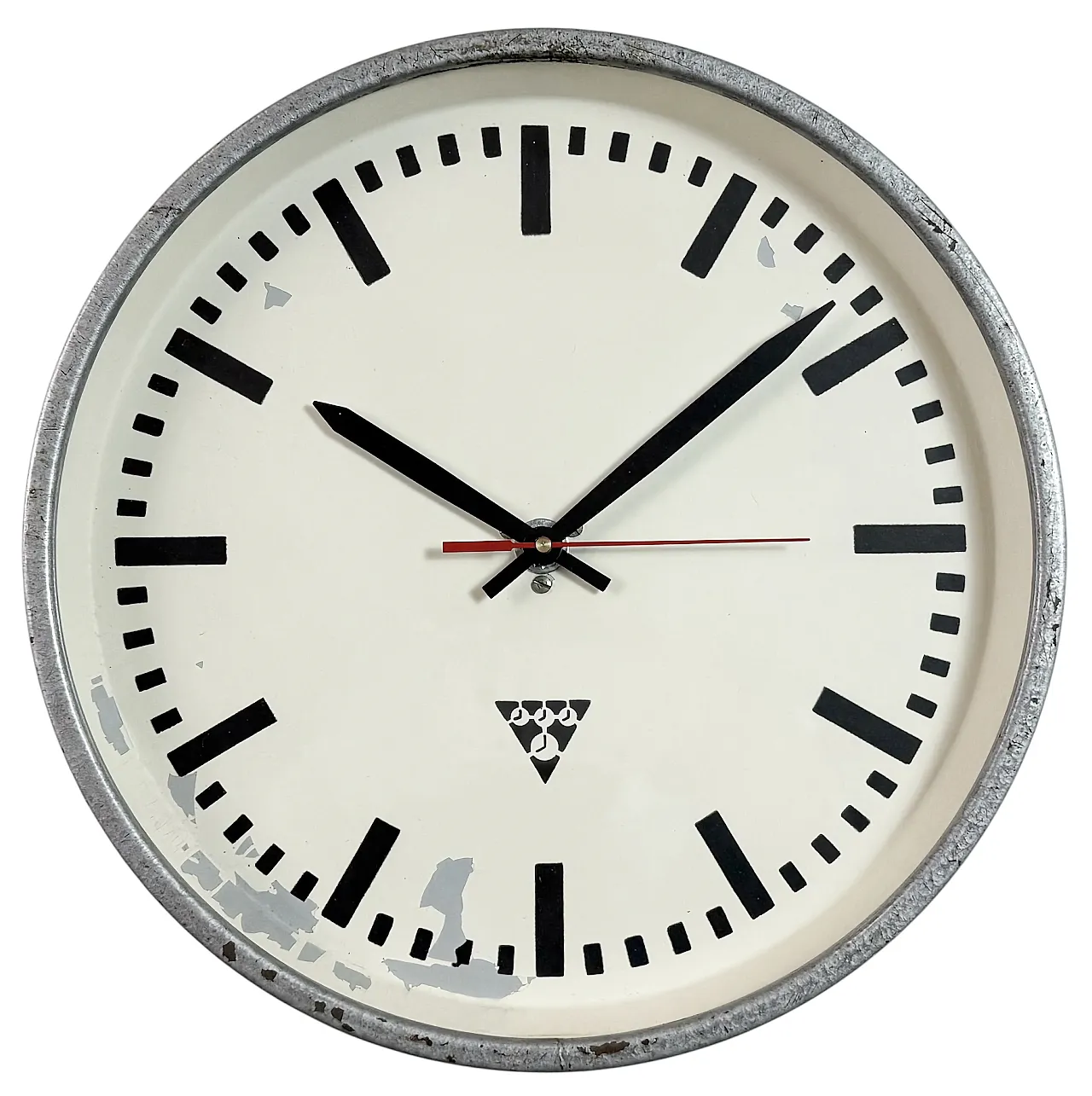 Industrial Grey Factory Wall Clock from Pragotron, 1960s 1