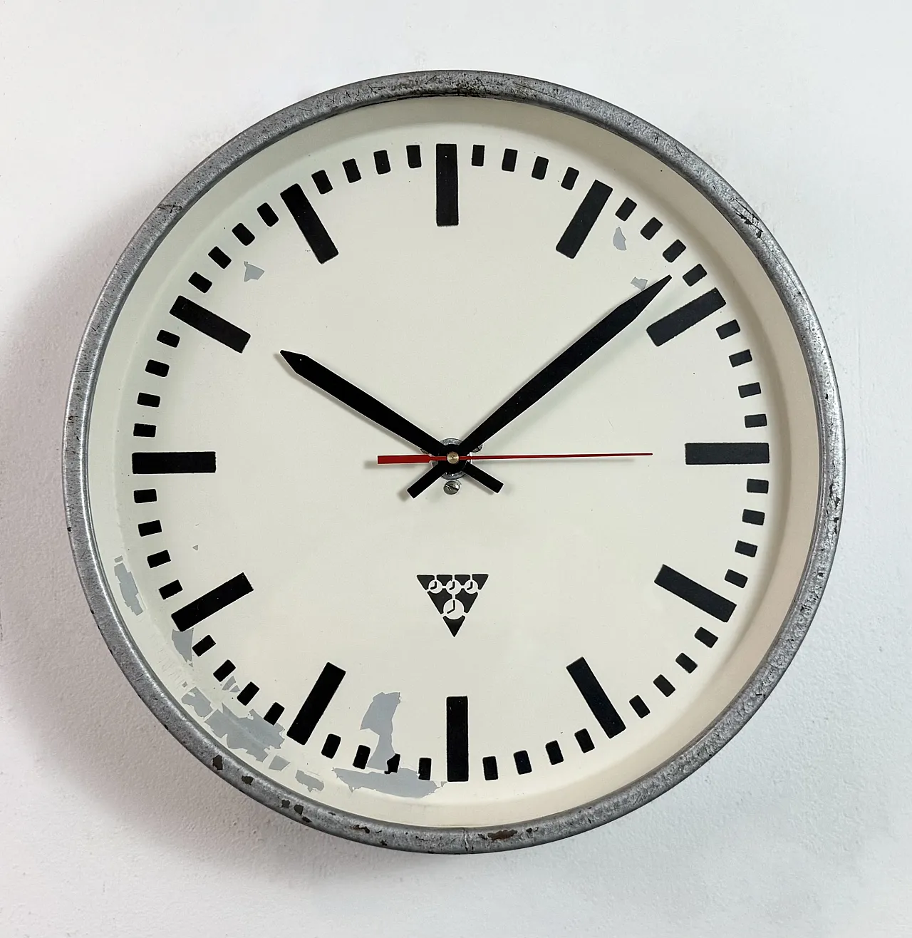 Industrial Grey Factory Wall Clock from Pragotron, 1960s 3