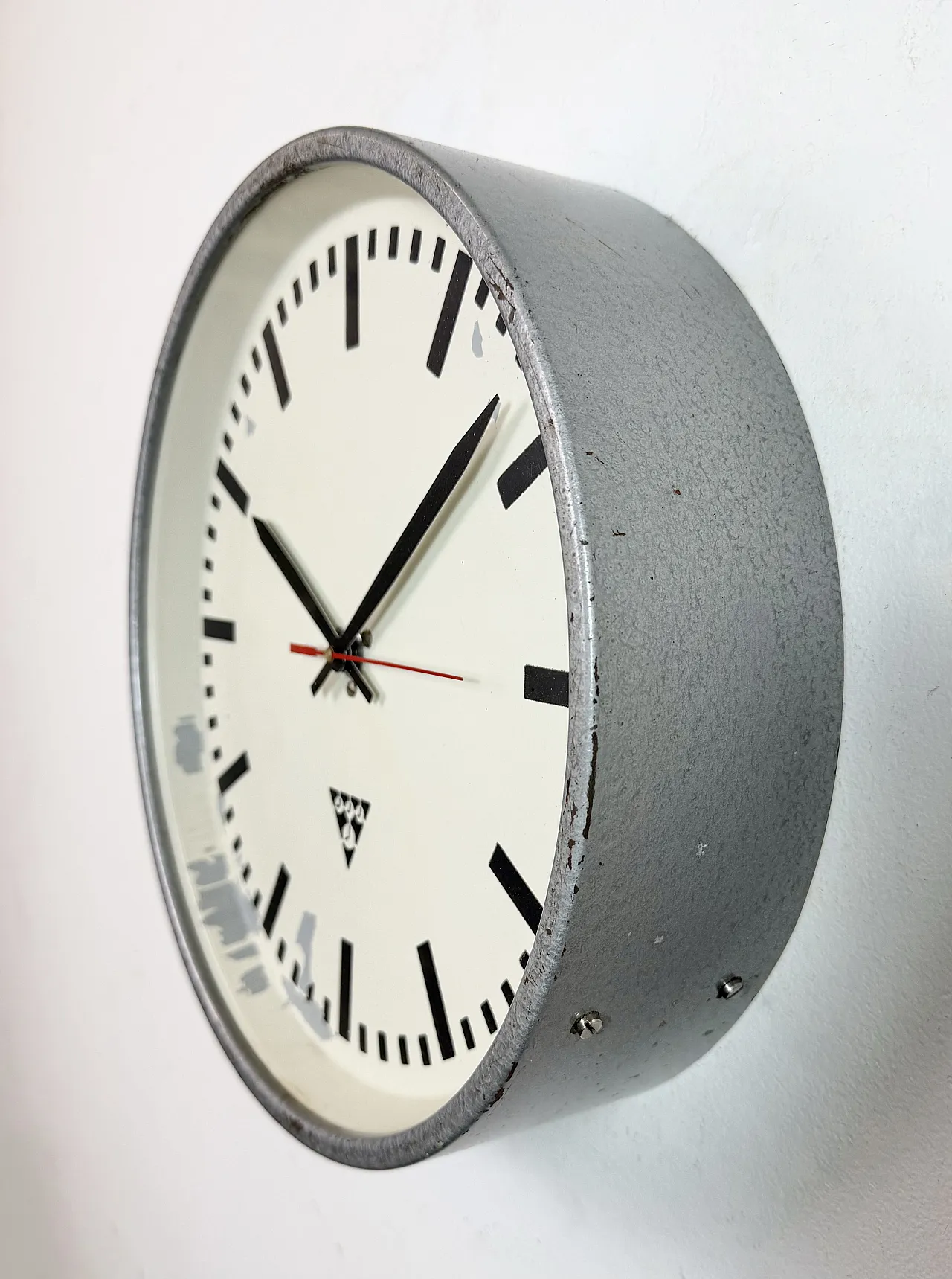 Industrial Grey Factory Wall Clock from Pragotron, 1960s 4