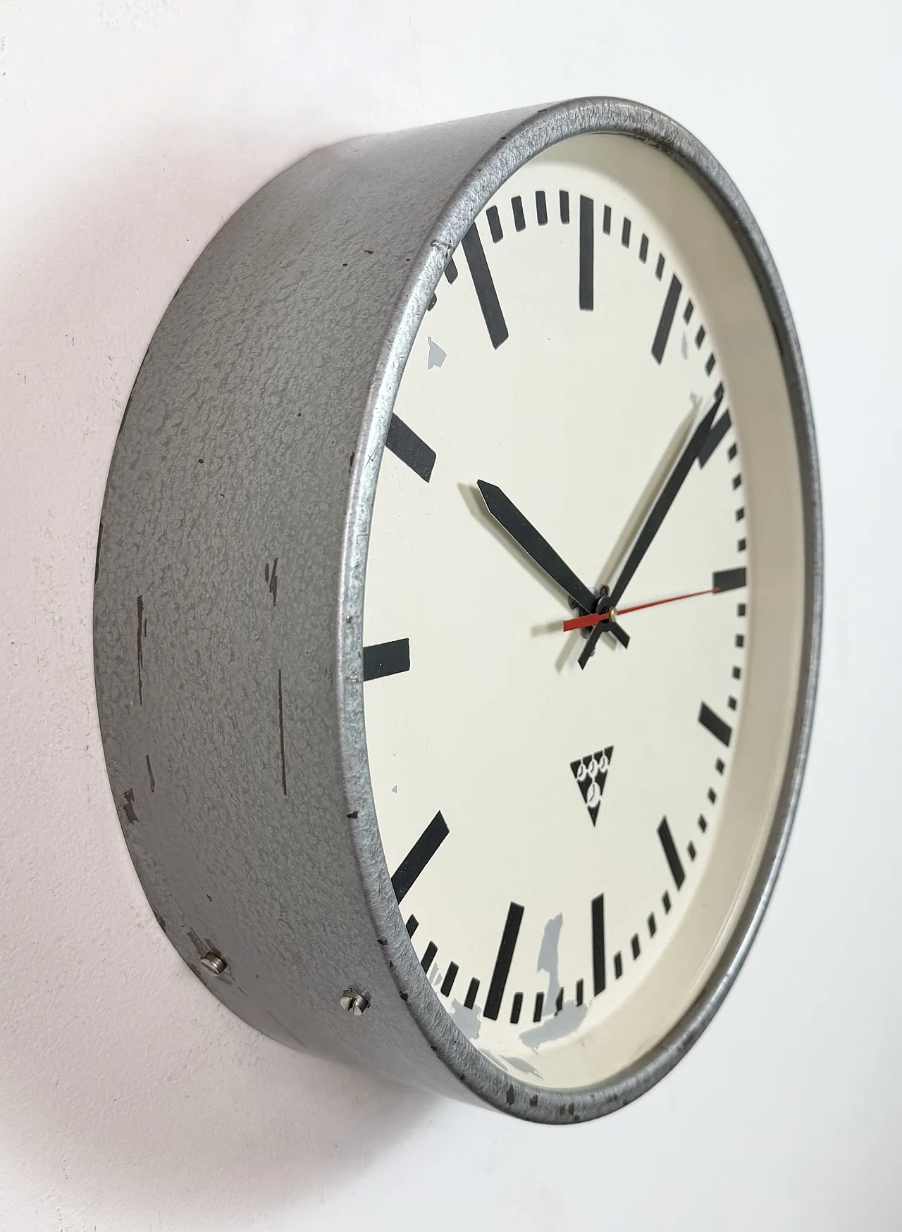 Industrial Grey Factory Wall Clock from Pragotron, 1960s 5
