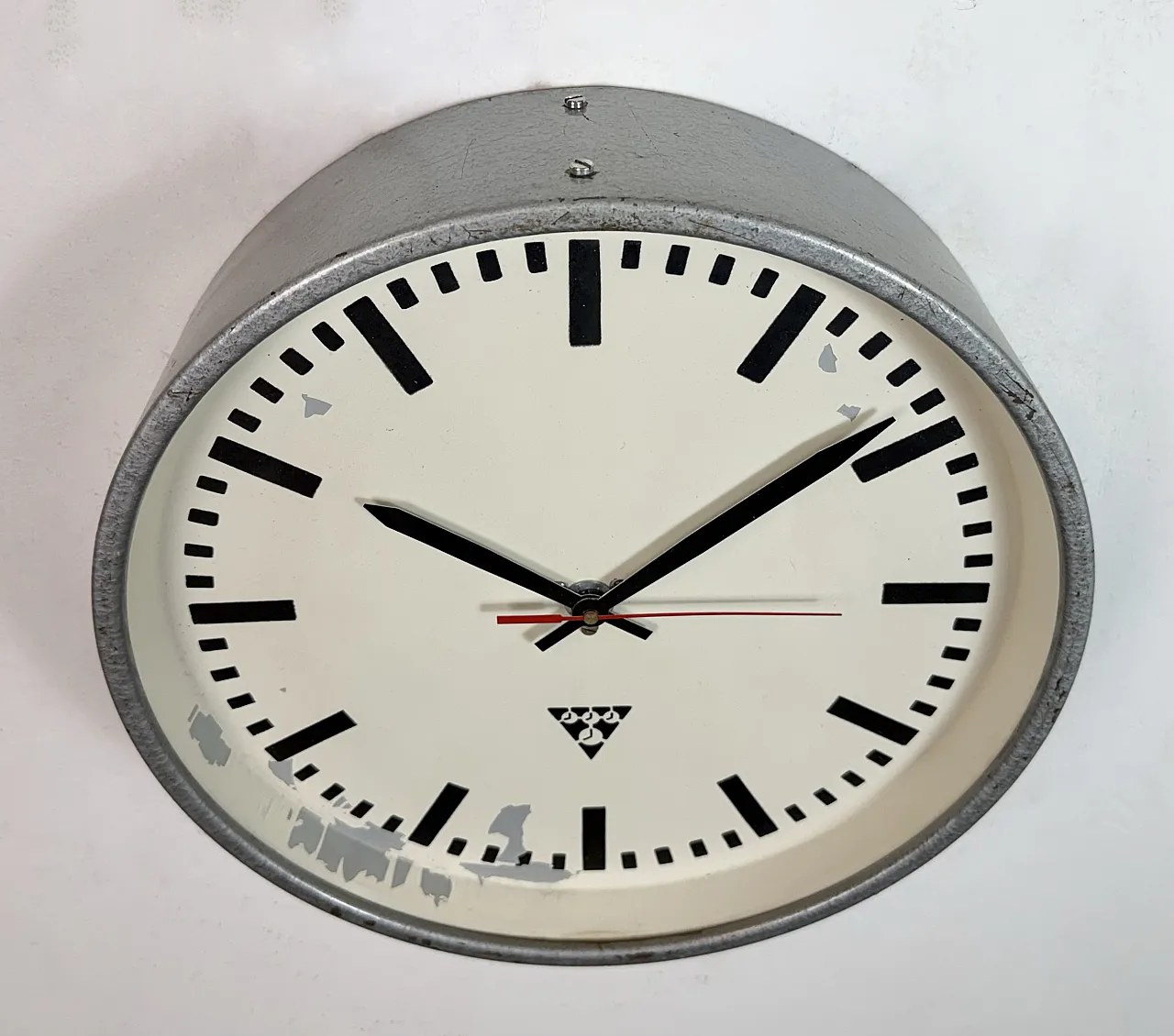 Industrial Grey Factory Wall Clock from Pragotron, 1960s 6