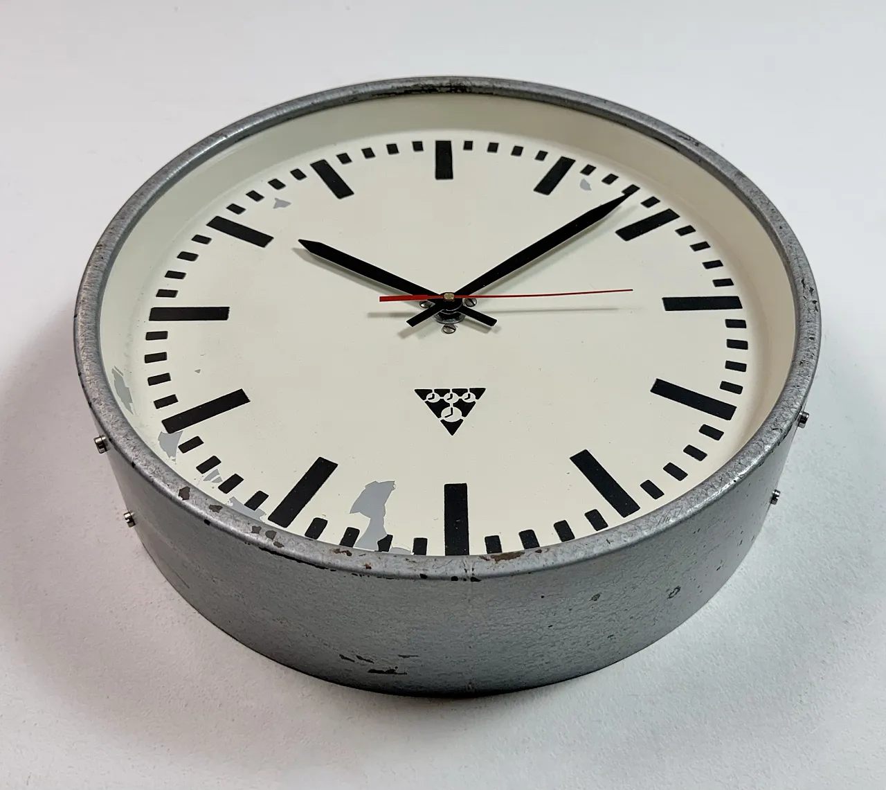 Industrial Grey Factory Wall Clock from Pragotron, 1960s 7