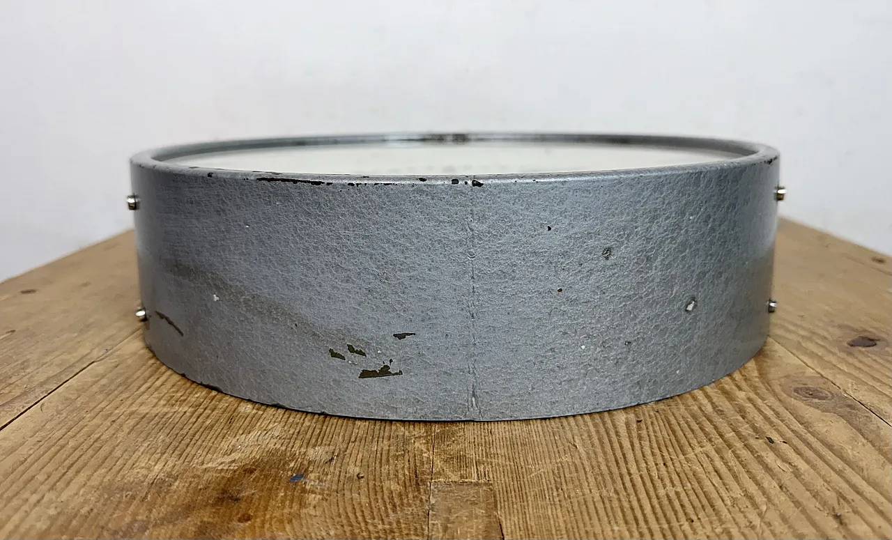 Industrial Grey Factory Wall Clock from Pragotron, 1960s 9