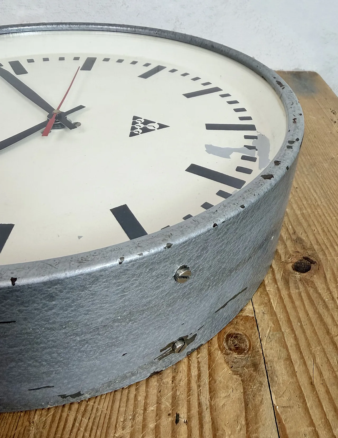 Industrial Grey Factory Wall Clock from Pragotron, 1960s 17