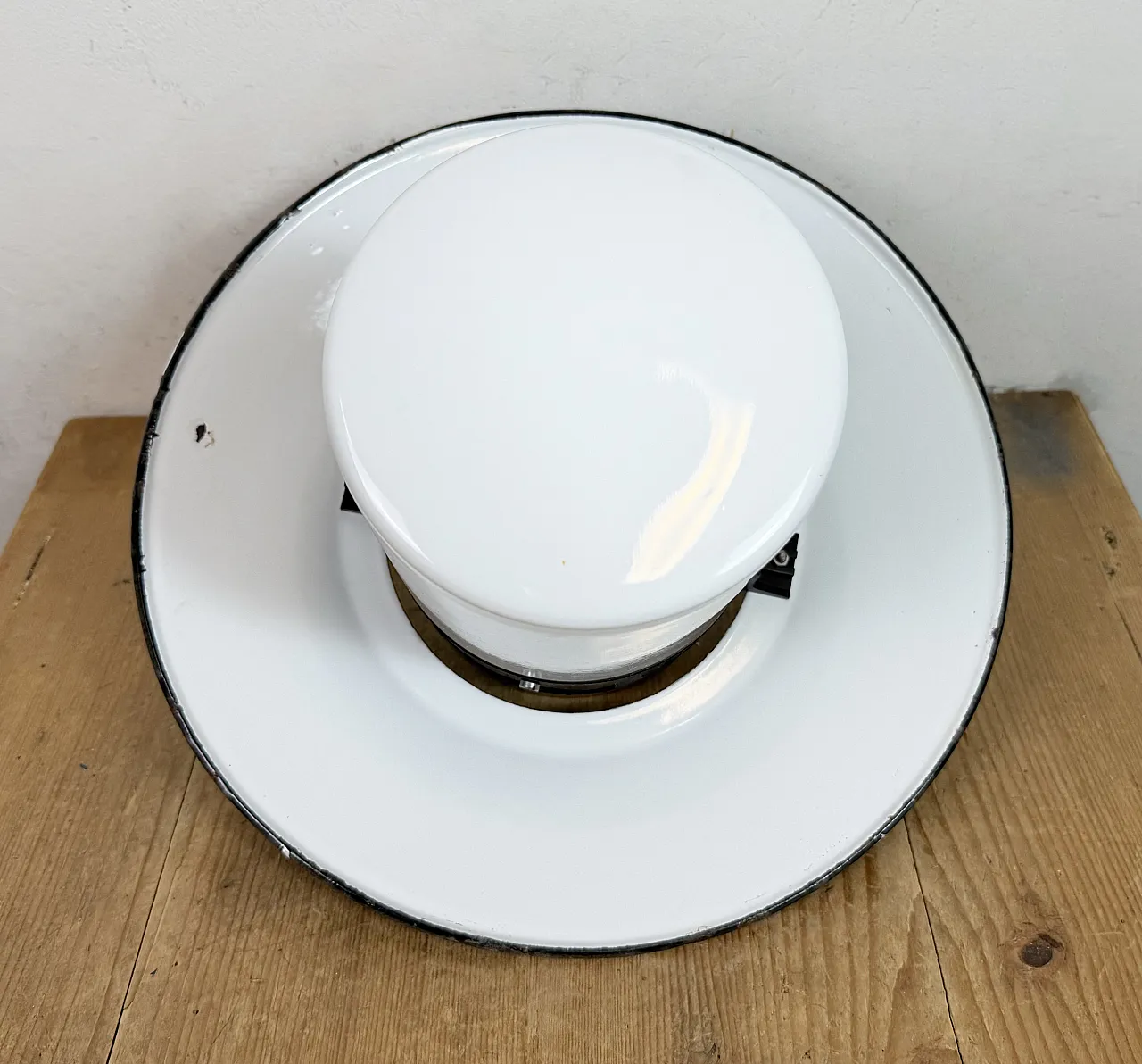 Industrial Grey Enamel Pendant Lamp with Milk Glass, 1960s 12