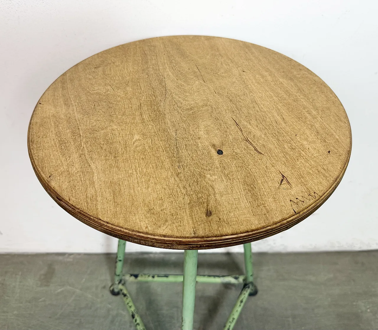 Green Industrial Workshop Stool, 1960s 5
