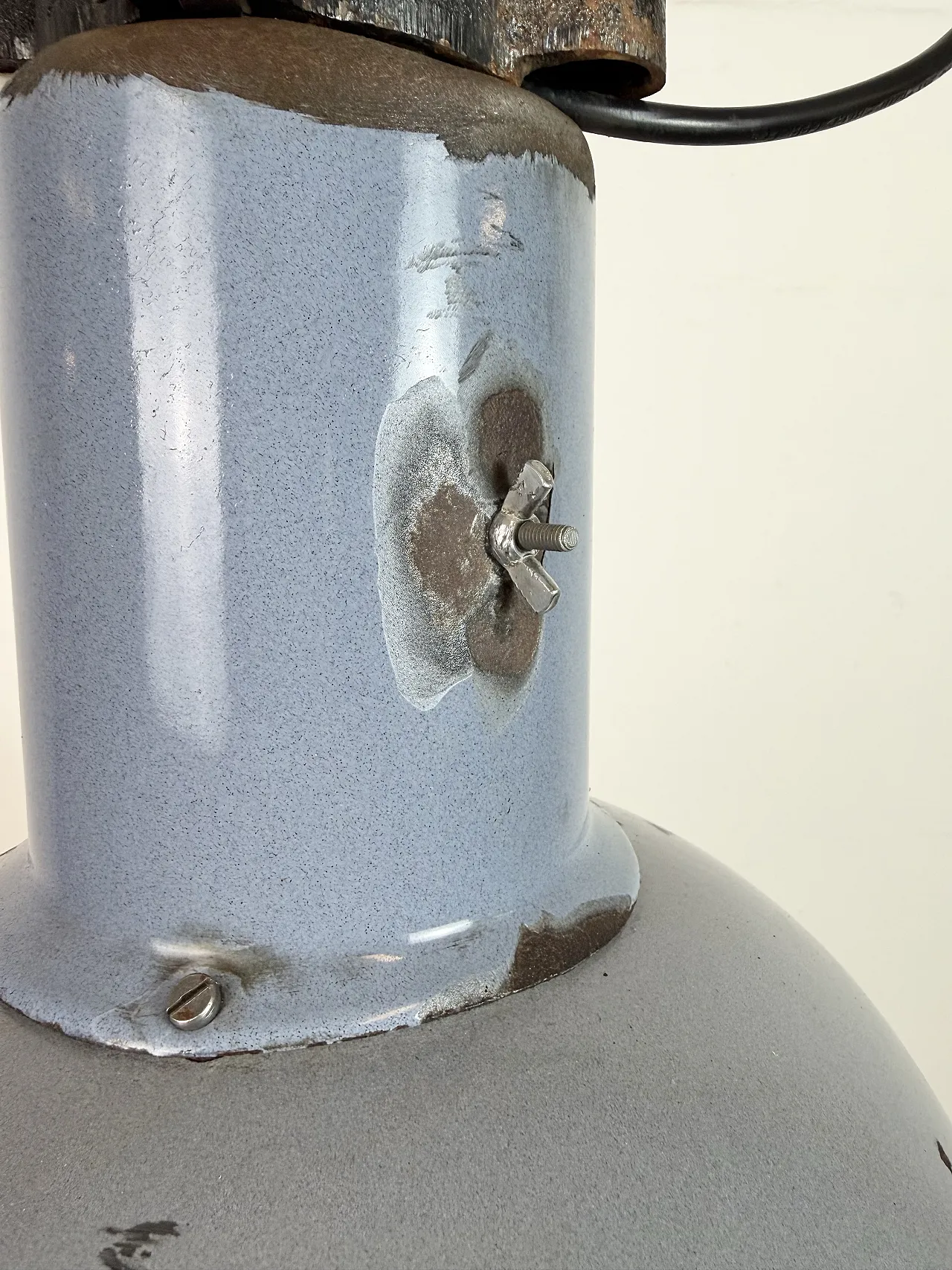 Industrial Grey Enamel Bauhaus Pendant Lamp, 1930s 8