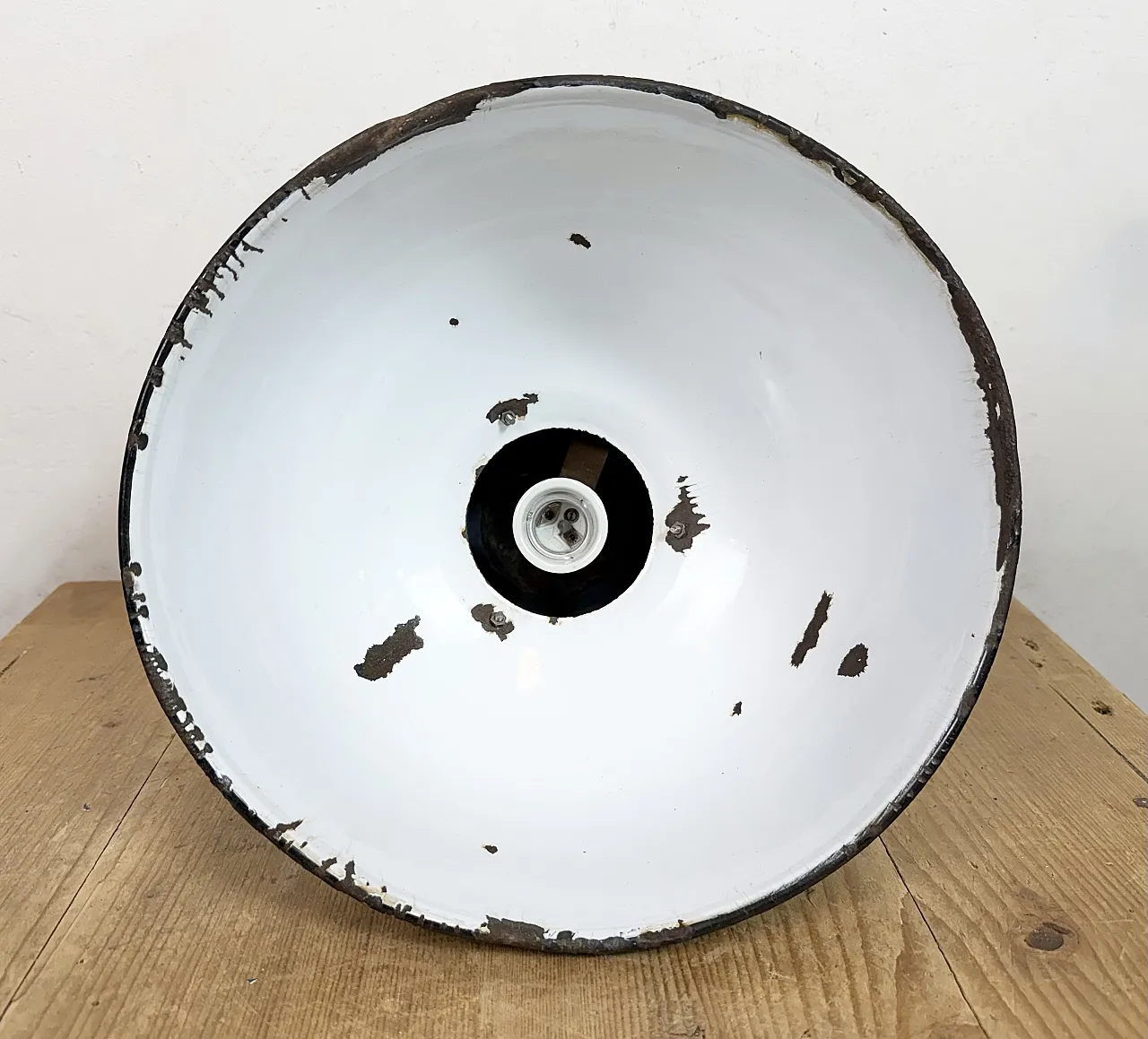 Industrial Grey Enamel Bauhaus Pendant Lamp, 1930s 14