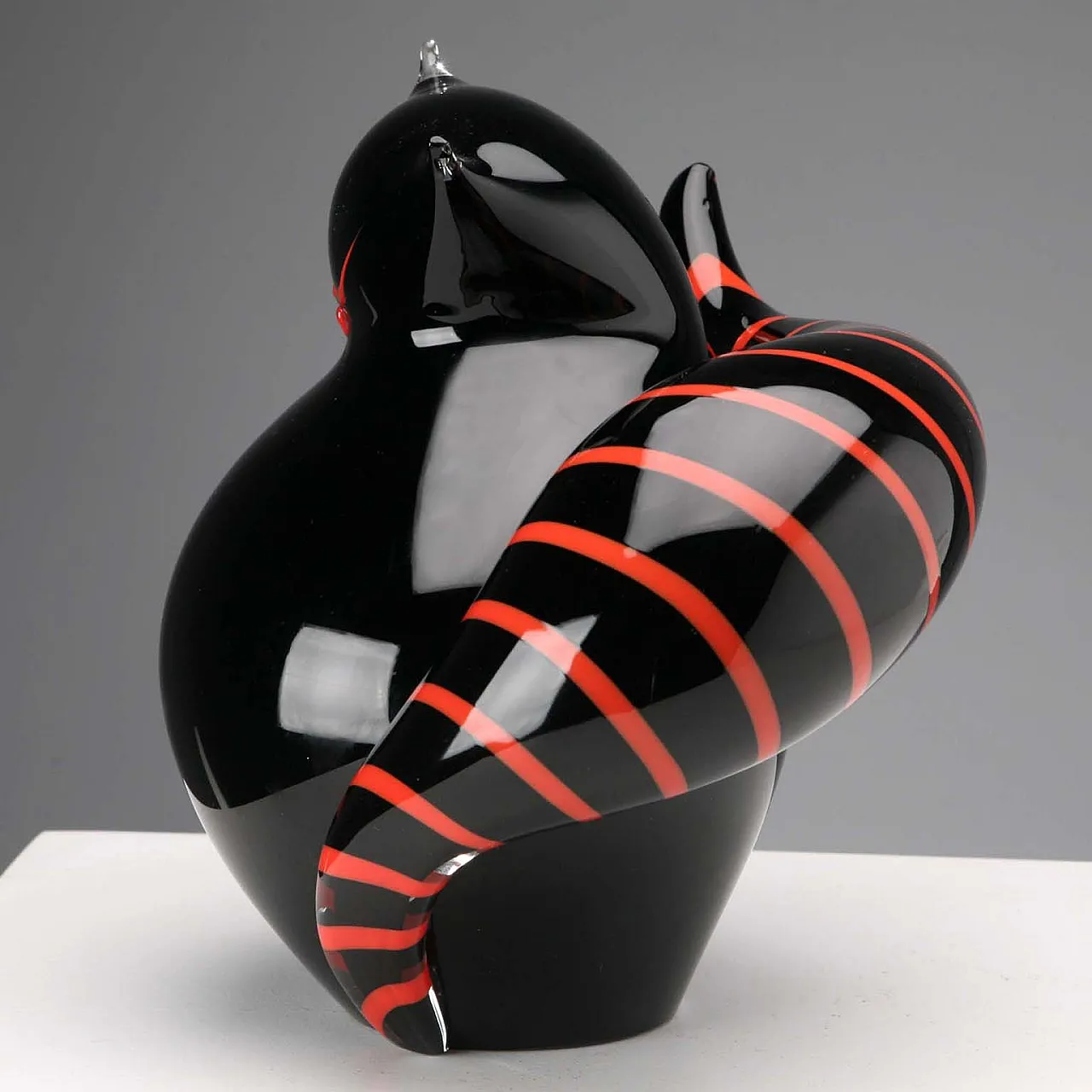 Gatto in vetro nero e rosso di Seguso, '900 5