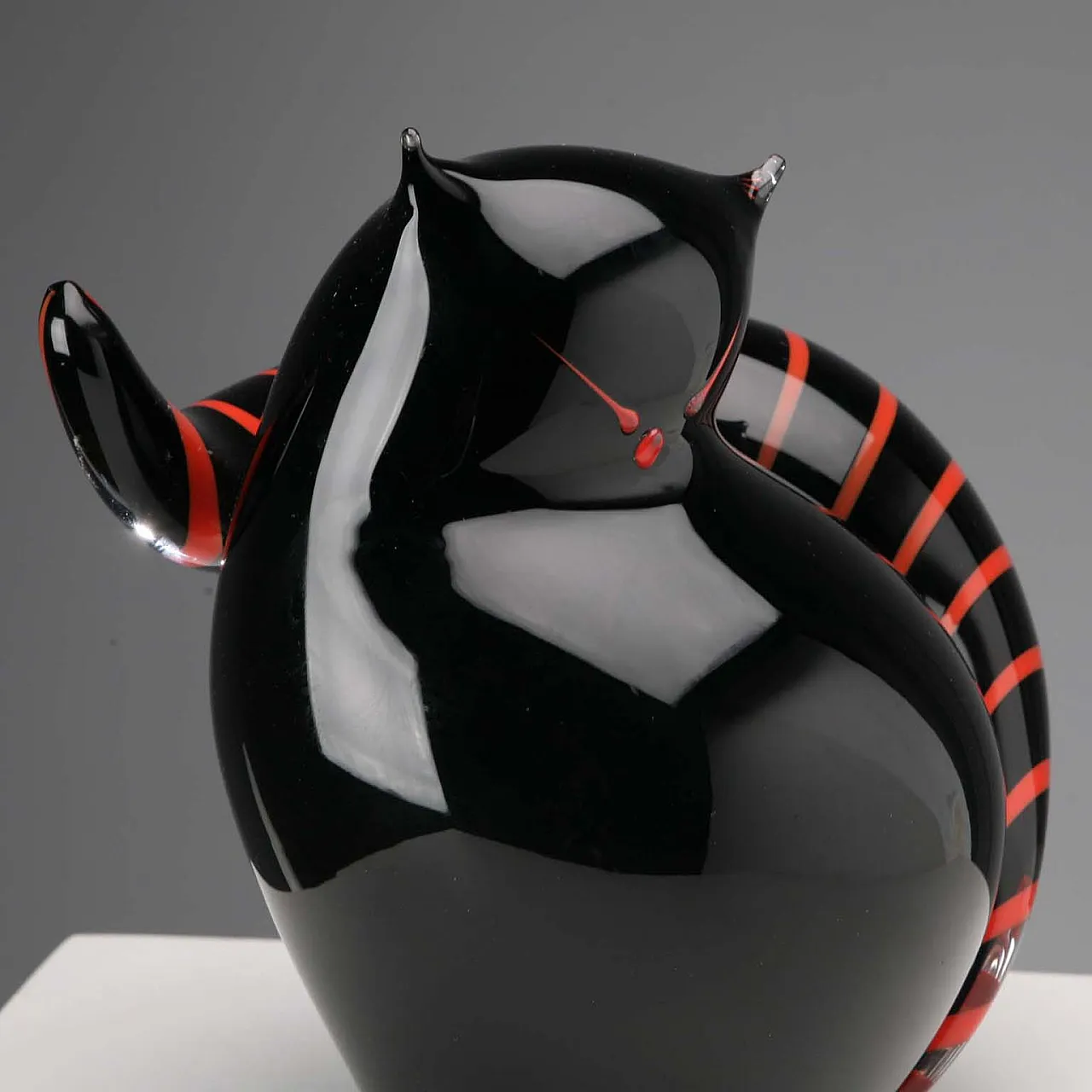 Gatto in vetro nero e rosso di Seguso, '900 6