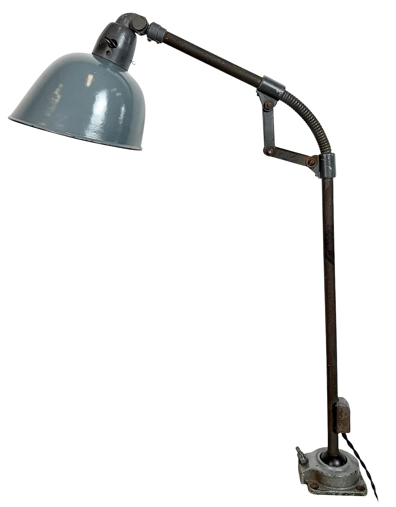 Industrial Grey Enamel Workshop Table Lamp from Siemens, 1950s 1