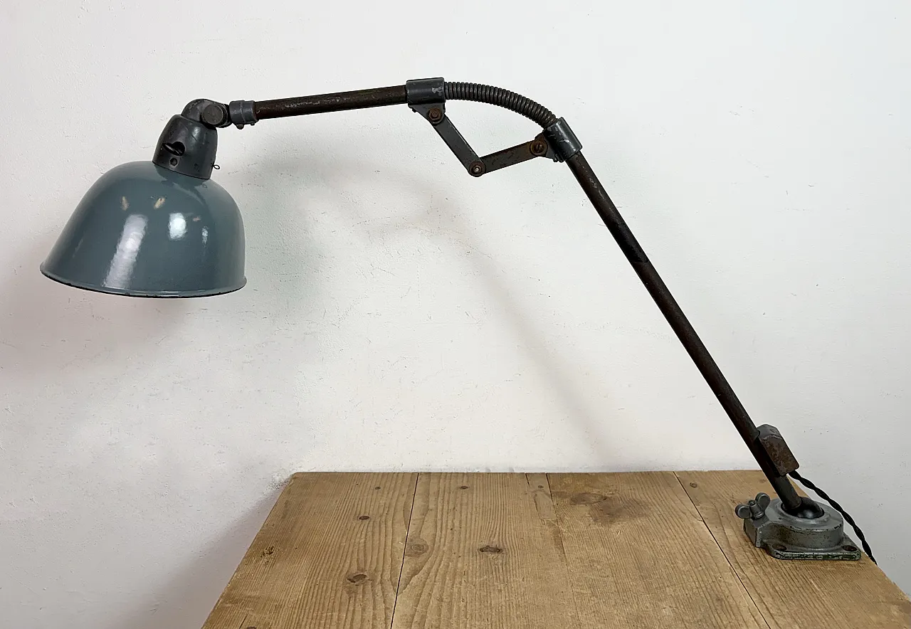 Industrial Grey Enamel Workshop Table Lamp from Siemens, 1950s 10