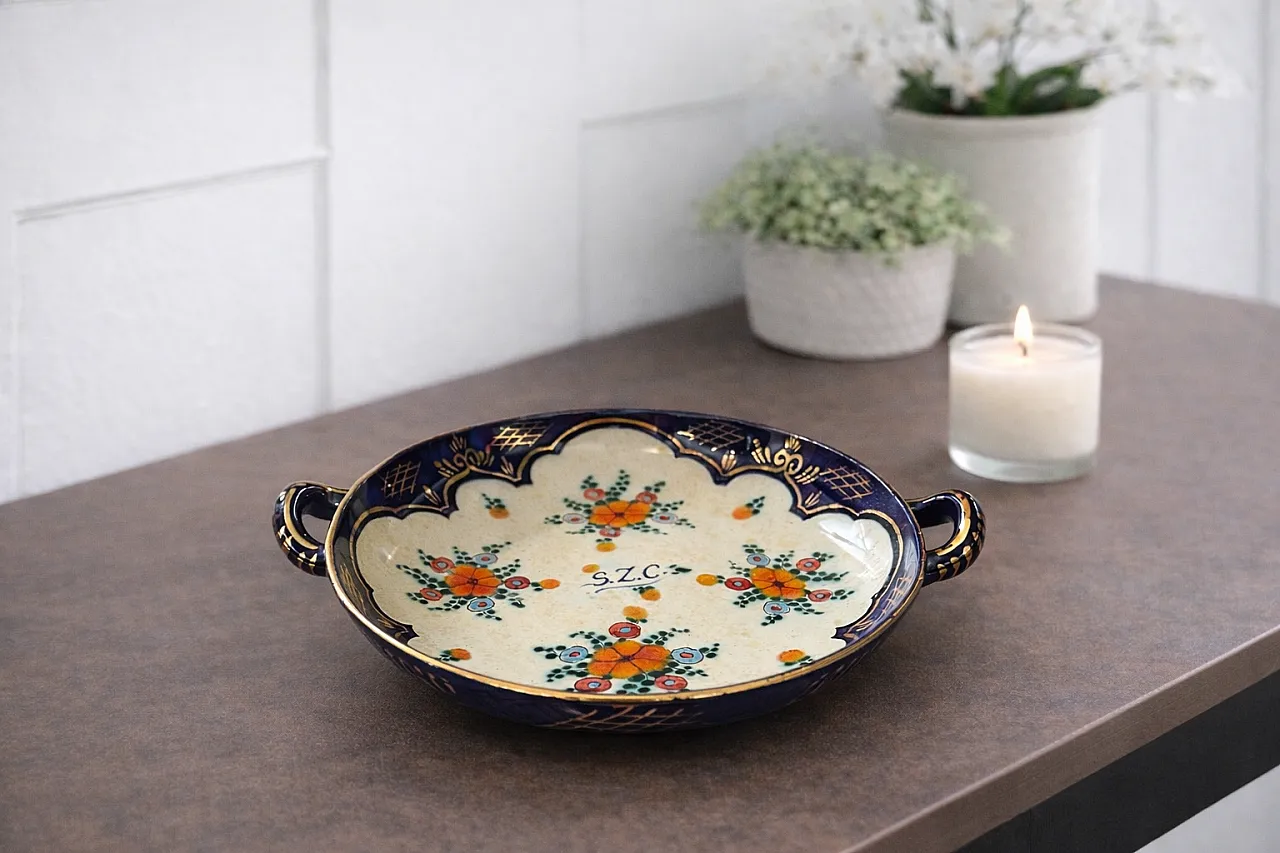 Ciotola ceramica Art Déco di Regina Gouda Holland René Decor, anni '50 1