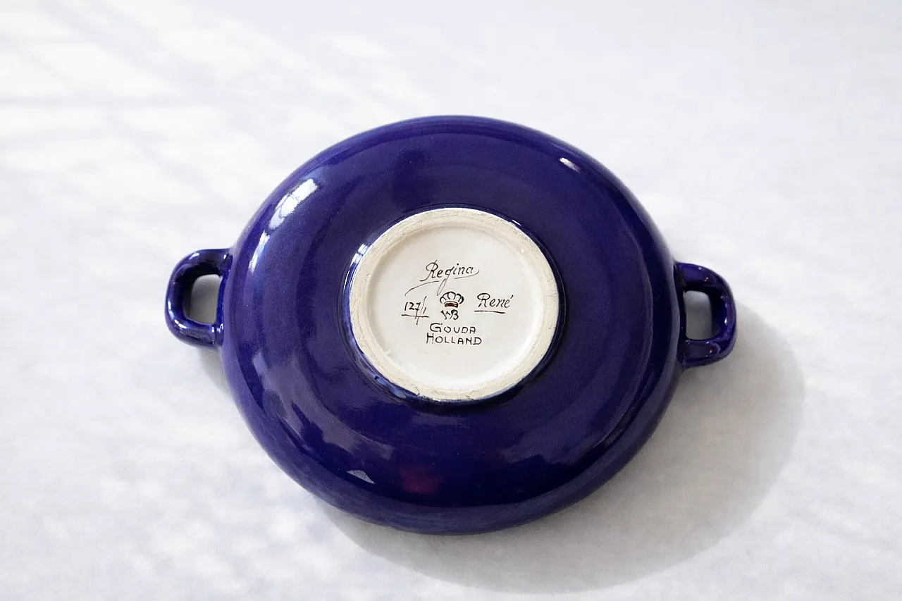 Ciotola ceramica Art Déco di Regina Gouda Holland René Decor, anni '50 5