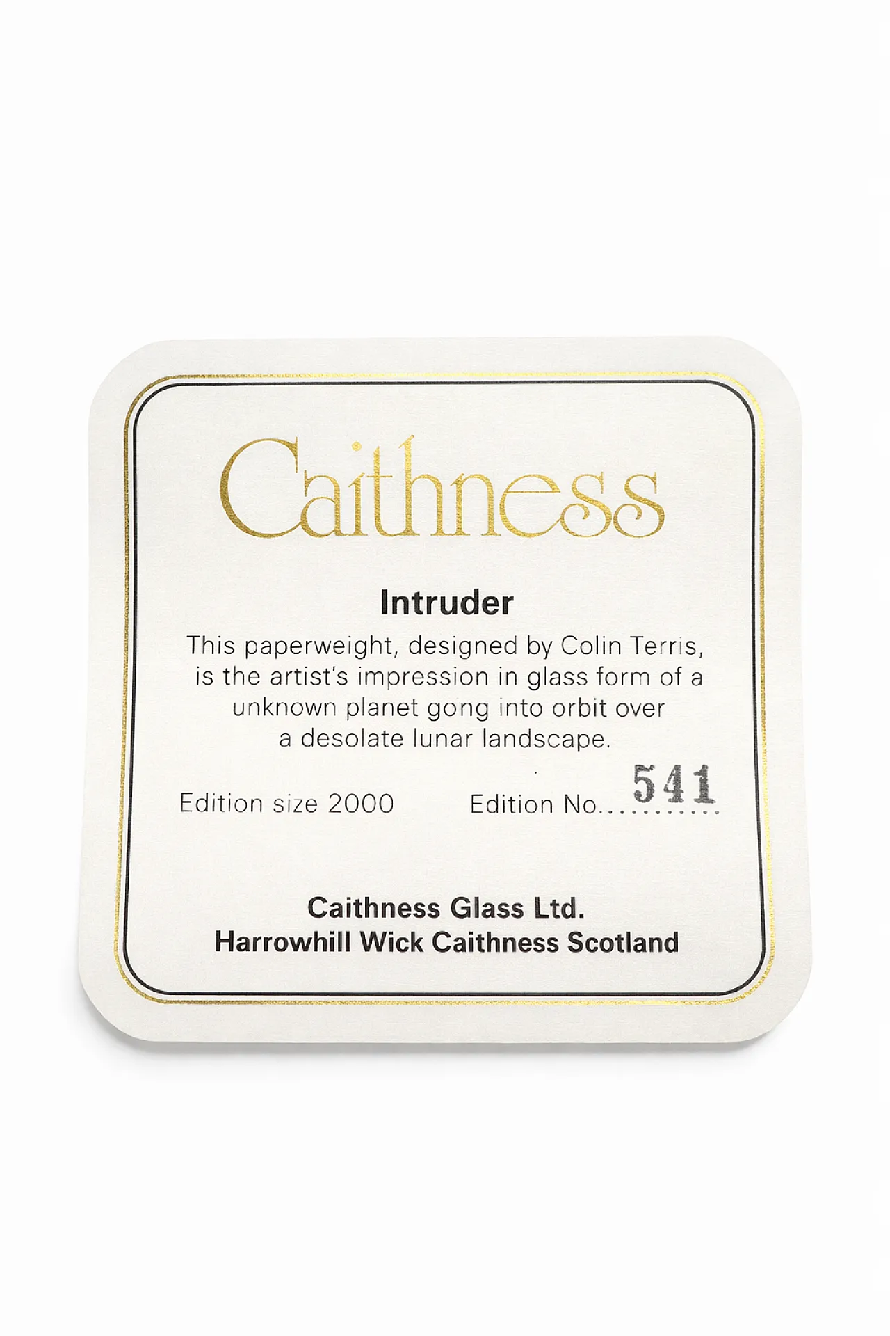 Caithness Intruder Ltd Ed Paperweight, 70s 6