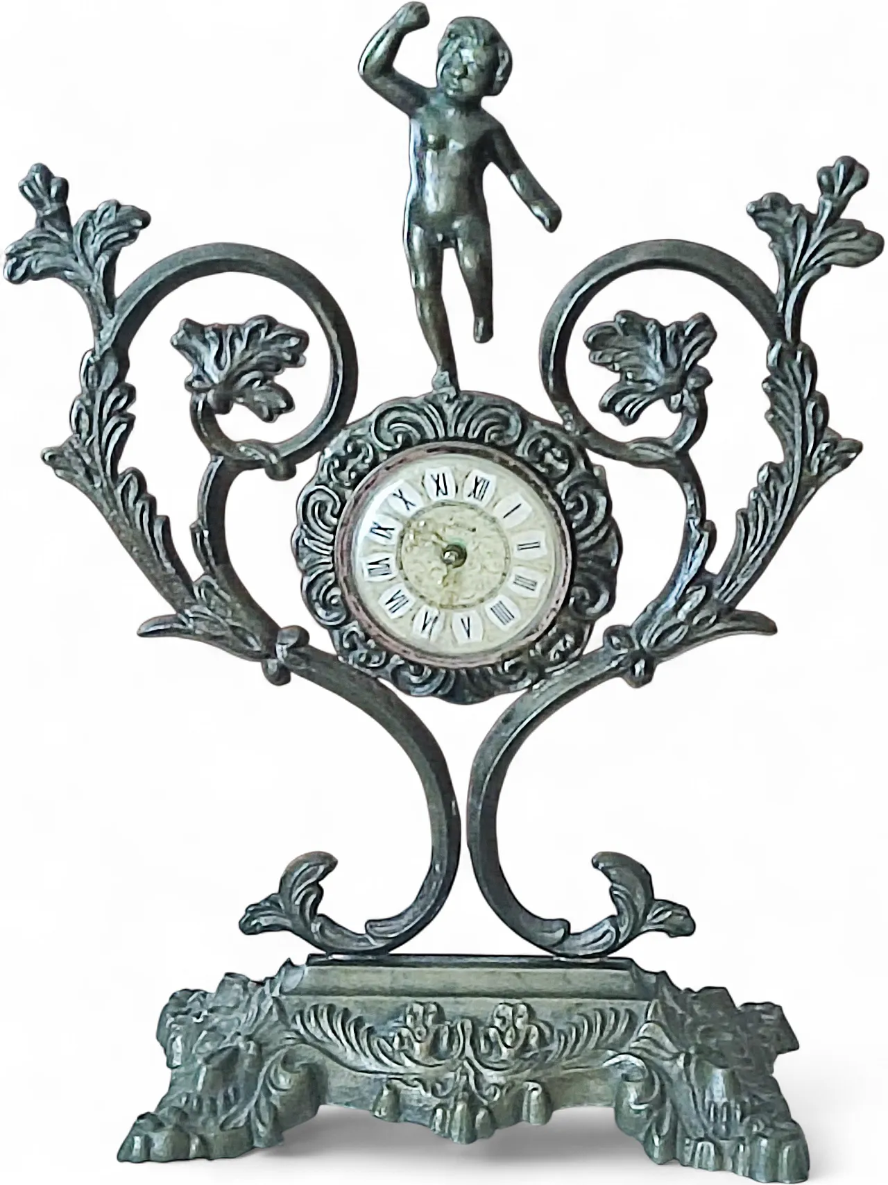 Table clock with bronze cherub, Louis XV style, early 20th century 4