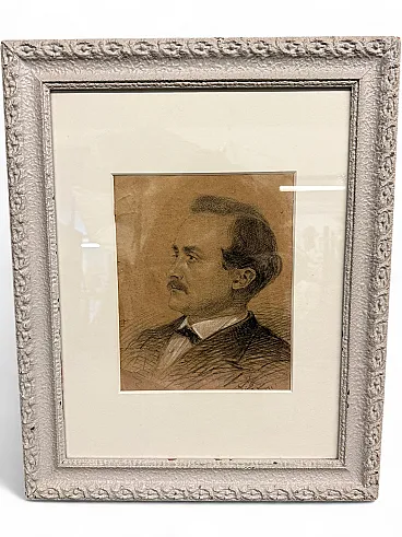 Charcoal drawing of male subject Reims, France, 1871