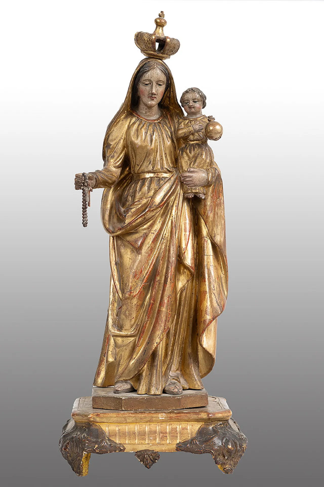 Madonna and Child, sculpture in polychrome wood, 18th century 1