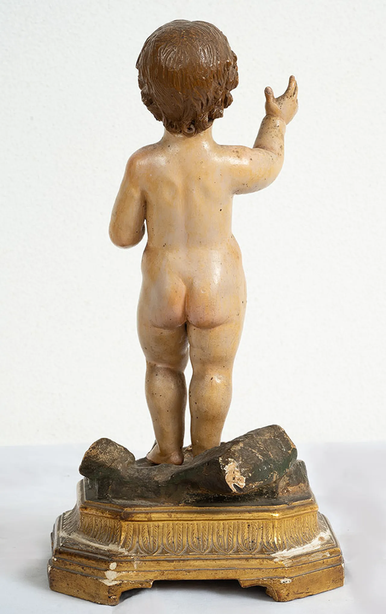 Sculpture in polychrome wood depicting a blessing child, 18th century 4