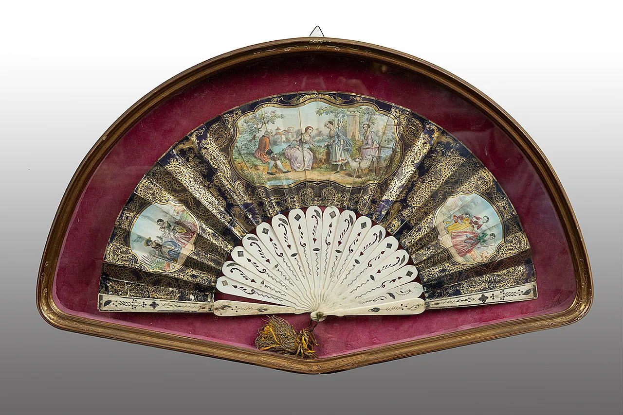 Napoleon III fan depicting bucolic scenes, 19th century 1