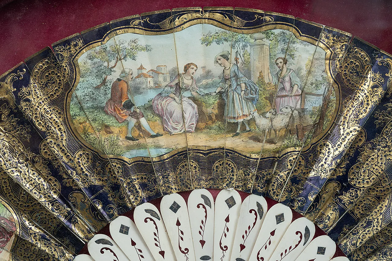 Napoleon III fan depicting bucolic scenes, 19th century 2