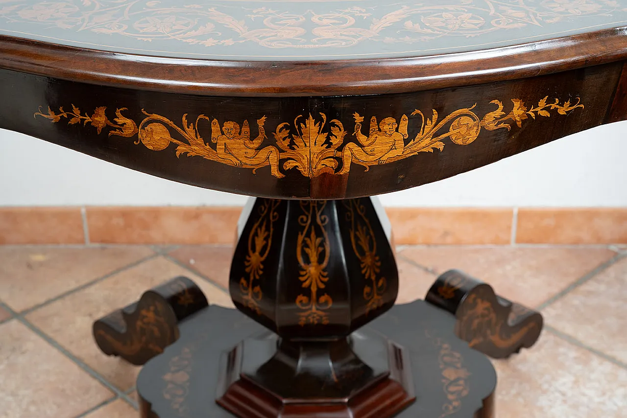 Freestanding coffee table in fine exotic woods, 19th century 2