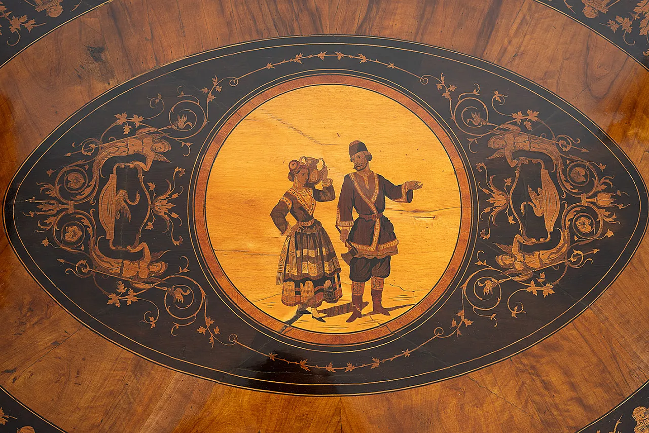 Freestanding coffee table in fine exotic woods, 19th century 4